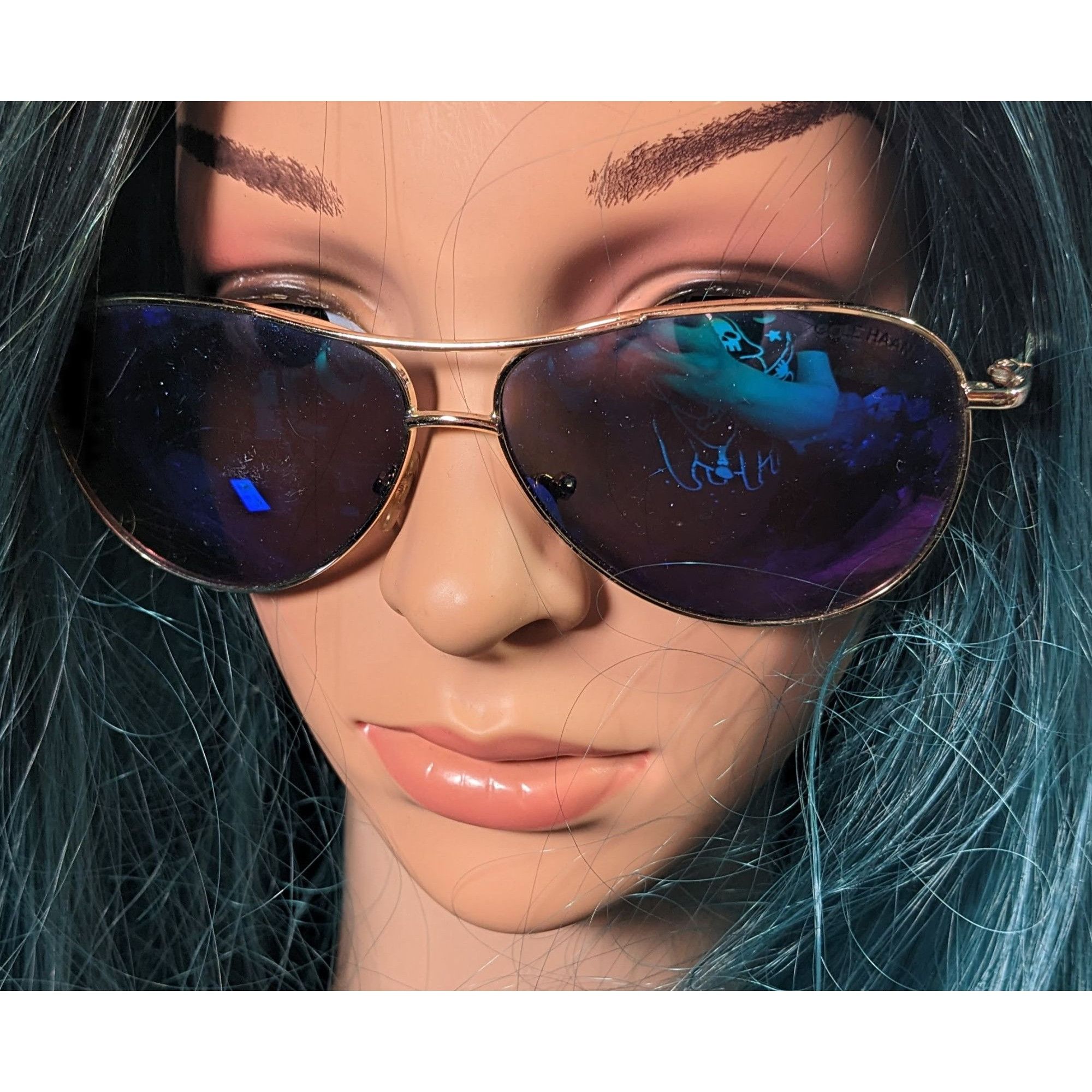 Cole Haan Cole Haan C669 Silver Tone And Tortoise Blue Mirror Aviator Size ONE SIZE - 8 Thumbnail