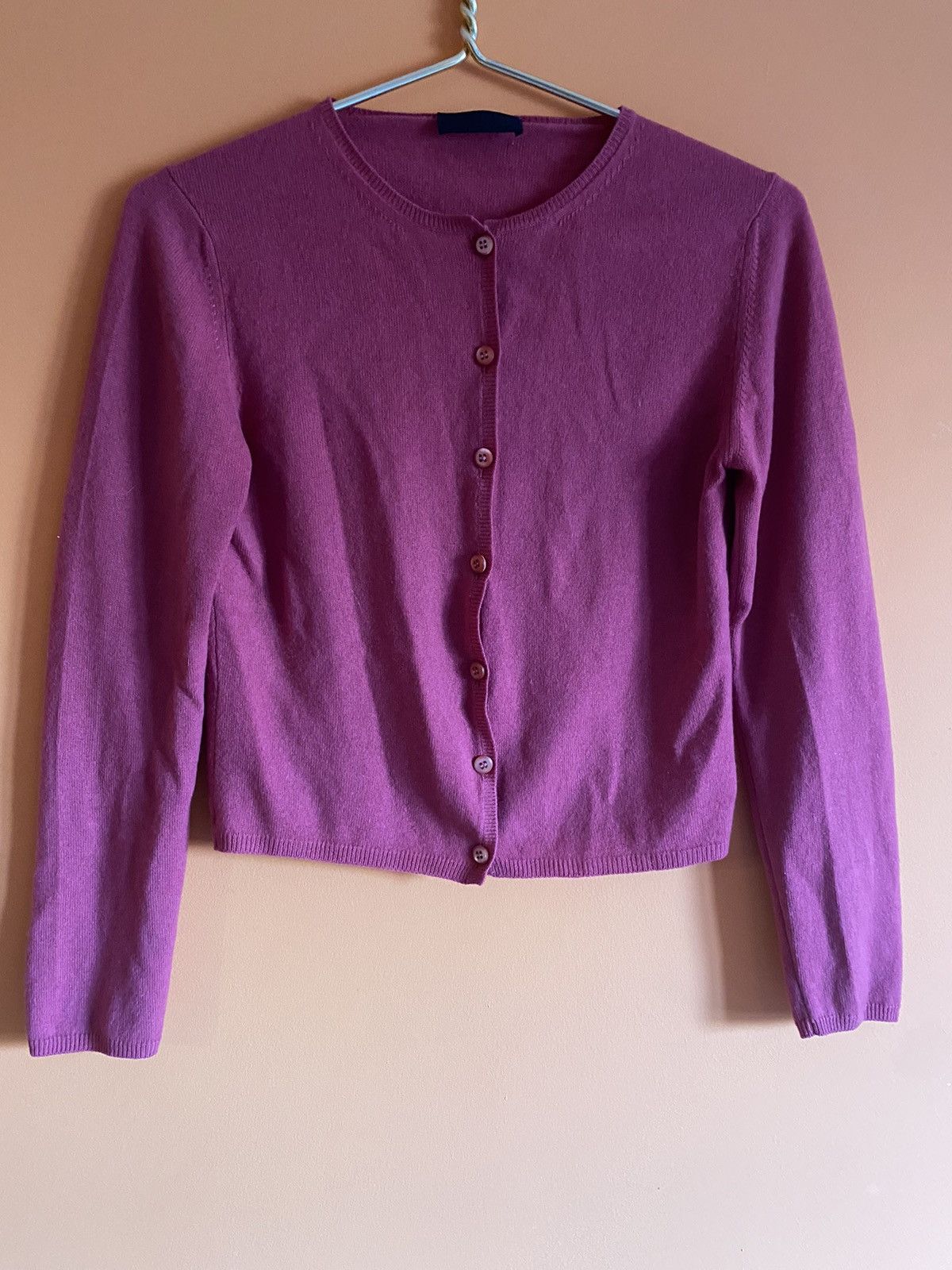 image of Cashmere Wool x Prada Pink Cardigan 100% Cashemere, Women's (Size Small)