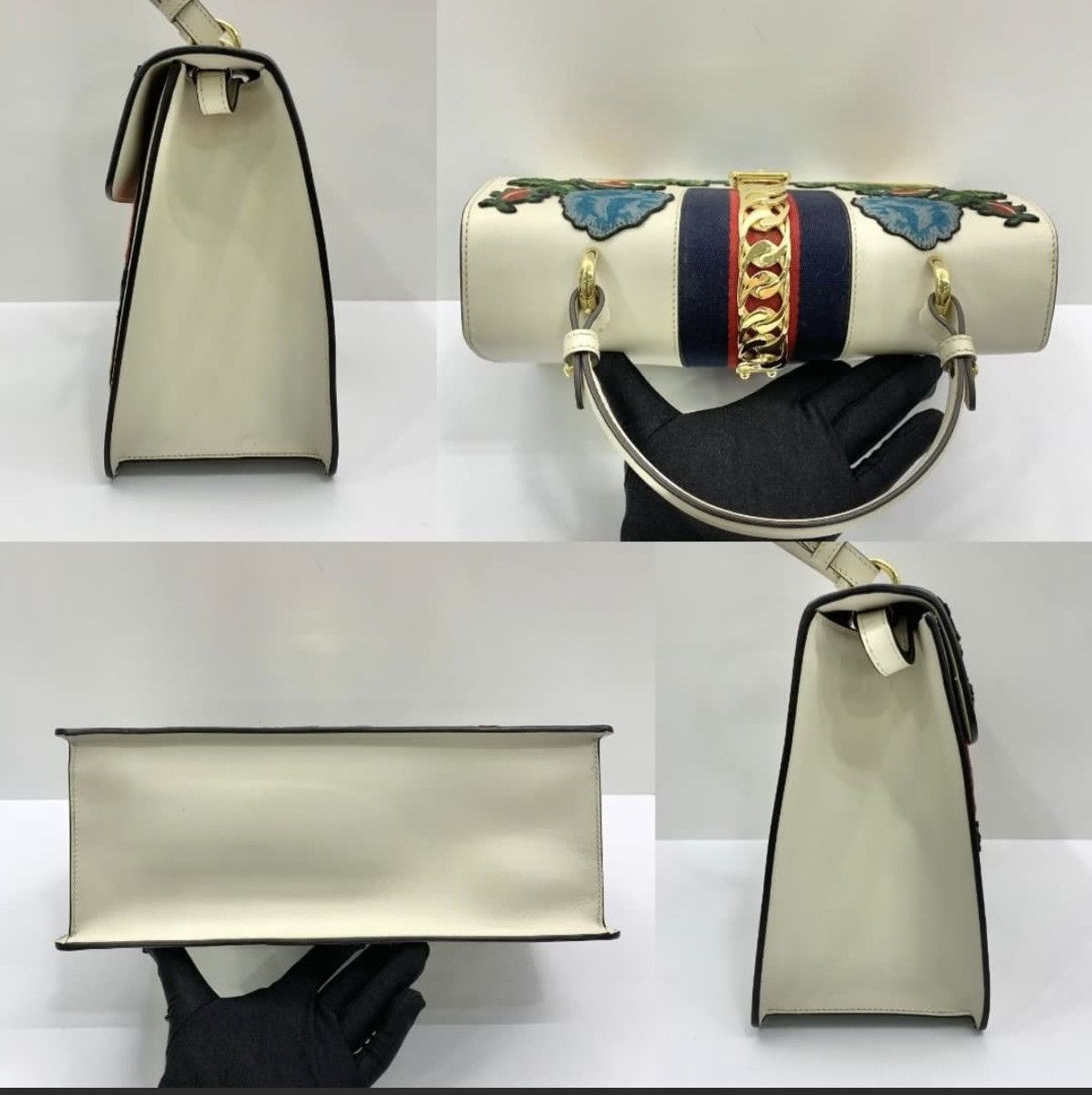Gucci Gucci Sylvie Floral Embroidered Shoulder bag Size ONE SIZE - 4 Thumbnail