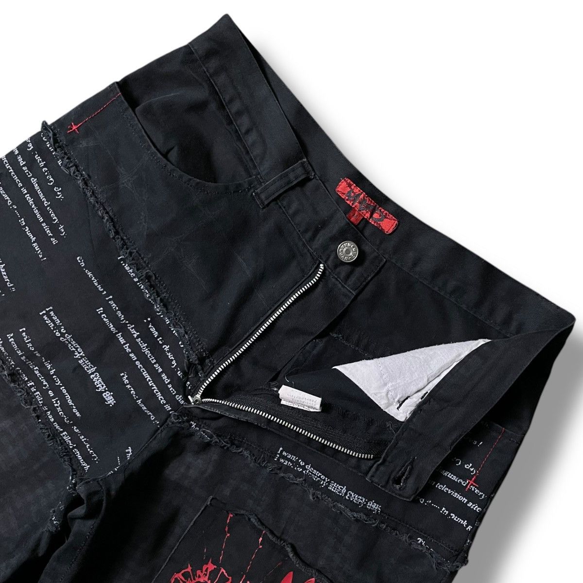 If Six Was Nine × Japanese Brand × Yasuyuki Ishii 🇯🇵☠️ MAD PUNK WORDING PATCHES SEDITIONARIES PUNK GOTHIC PANTS Size US 29 - 8 Thumbnail