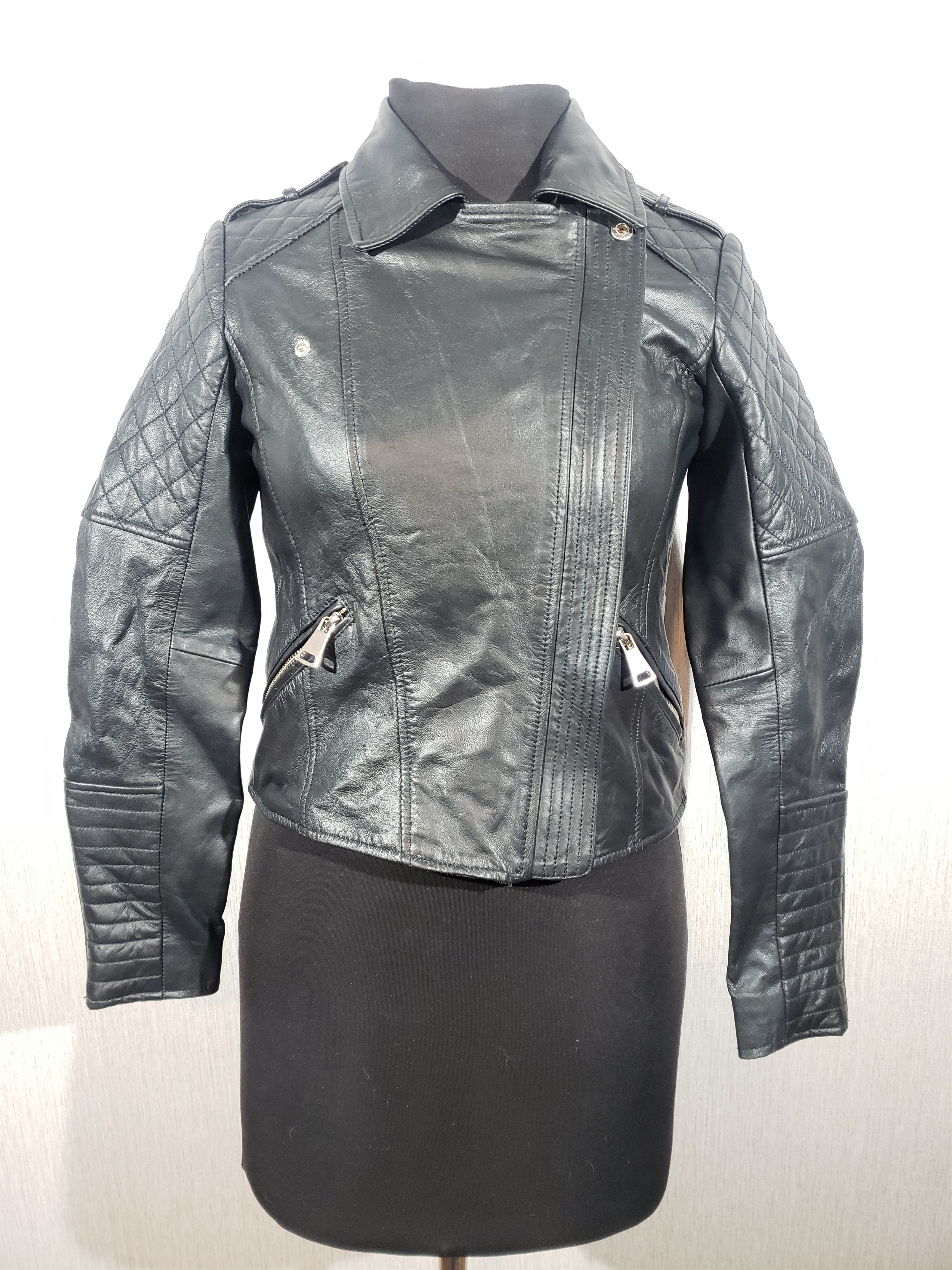 River Island Biker black women's leather jacket. Size S / US 4 / IT 40 - 3 Thumbnail