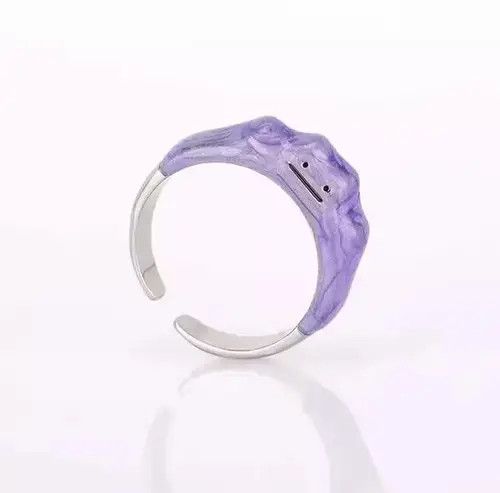 Other Purple Ditto Ring Silver Anime Pokemon Art Evolve Blob Size ONE SIZE - 2 Thumbnail