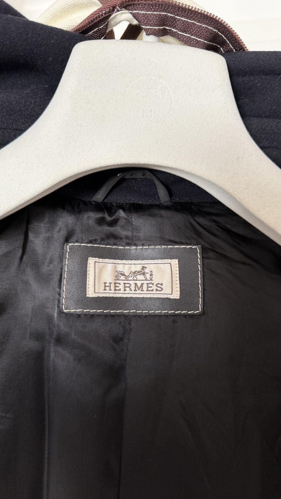 Hermes $8,900 FW23 Navy Black Leather and Wool Runway Coat Size US M / EU 48-50 / 2 - 10 Thumbnail