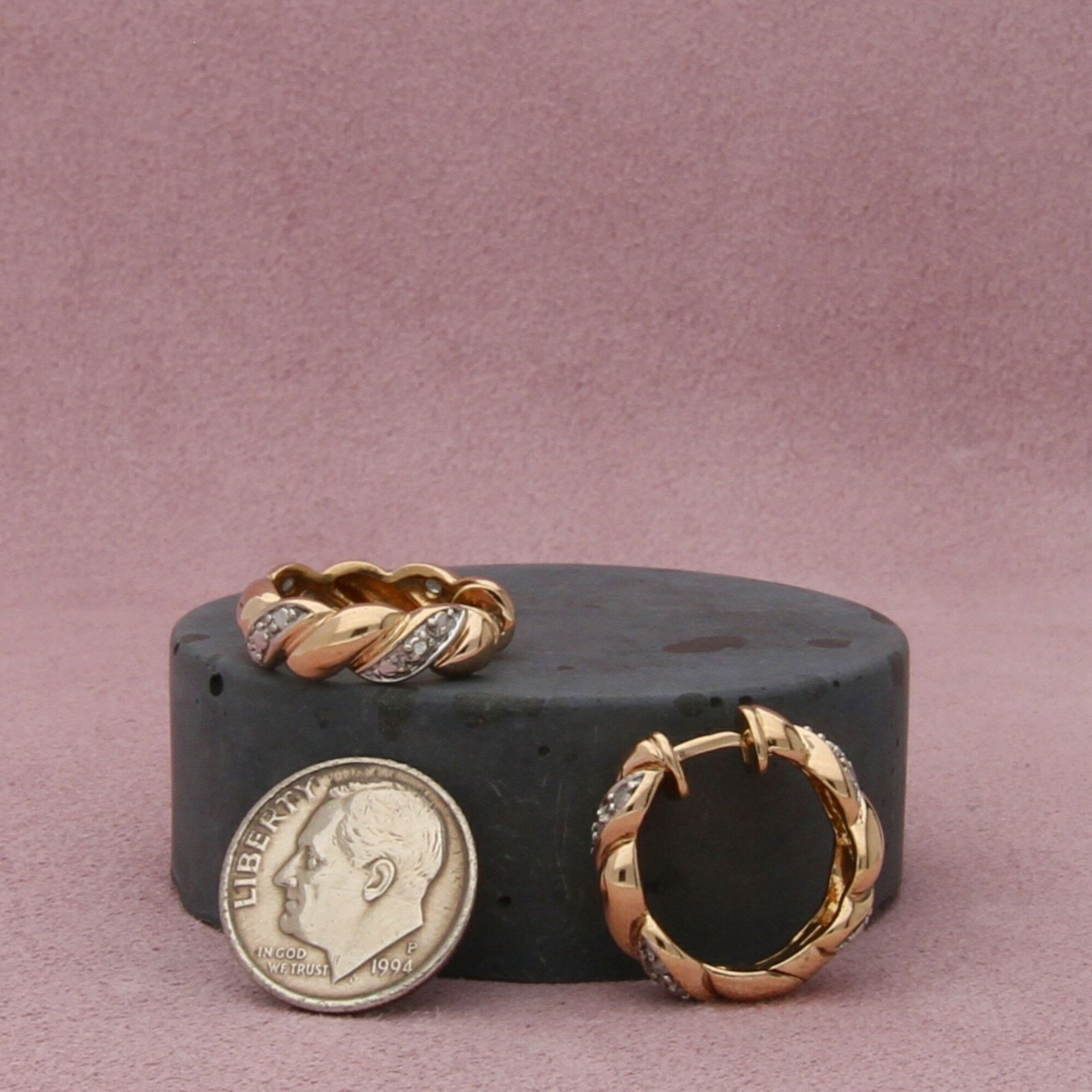 ross simons sterling silver diamond huggie hoop earrings