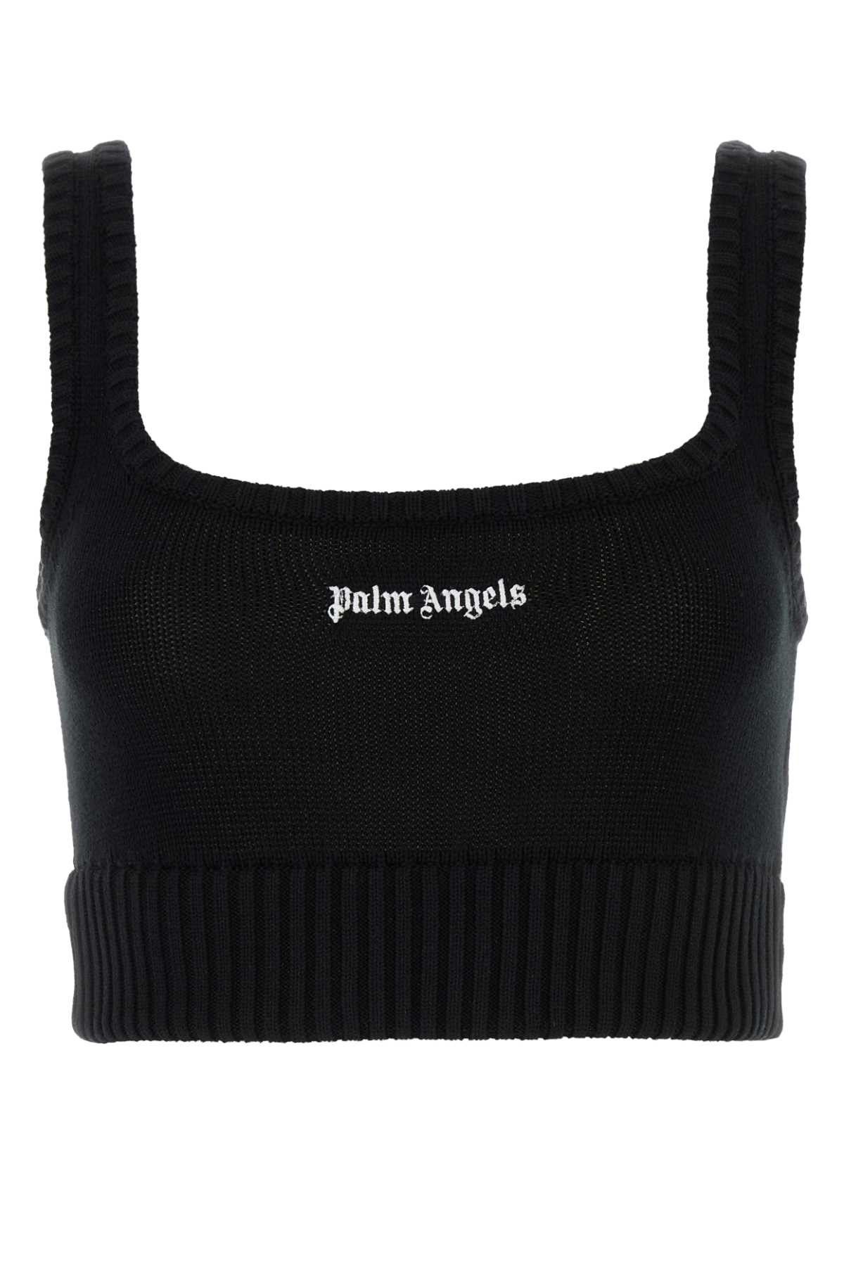 image of Palm Angels Black Cotton Crop-Top, Women's (Size XS)