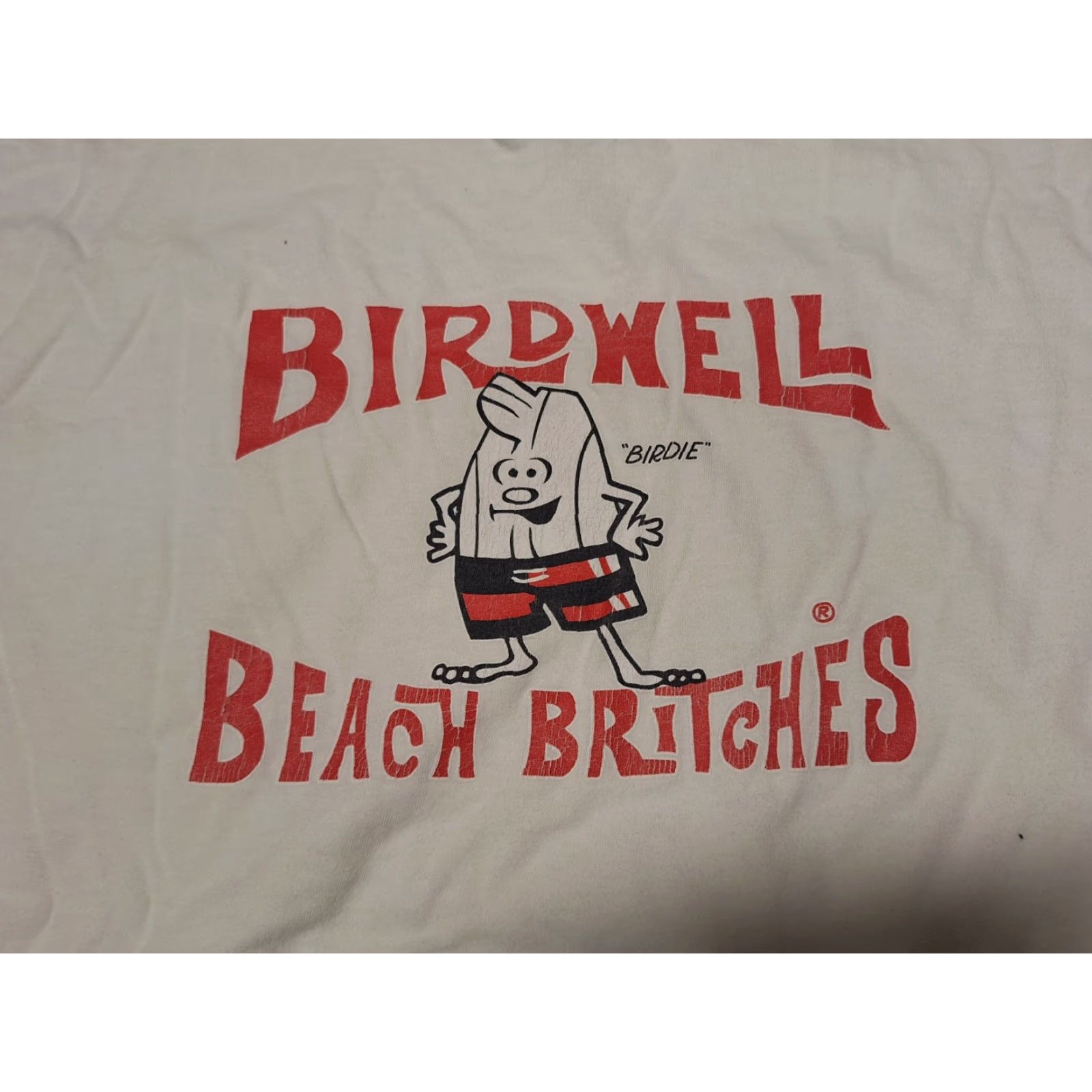 Vintage VINTAGE Birdwell Beach Britches Surfin Birdie Beach Retro T-Shirt XL Shirt Mens White Cotton Jersey Graphic Print Beach Pattern Surf Ocean 90s Size US XL / EU 56 / 4 - 6 Thumbnail