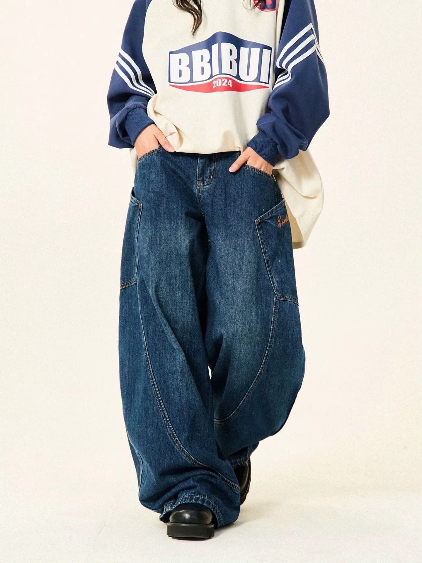 Japanese Brand × Jean Blue Baggy Denim Jeans Vintage Style Size US 26 / EU 42 - 6 Thumbnail
