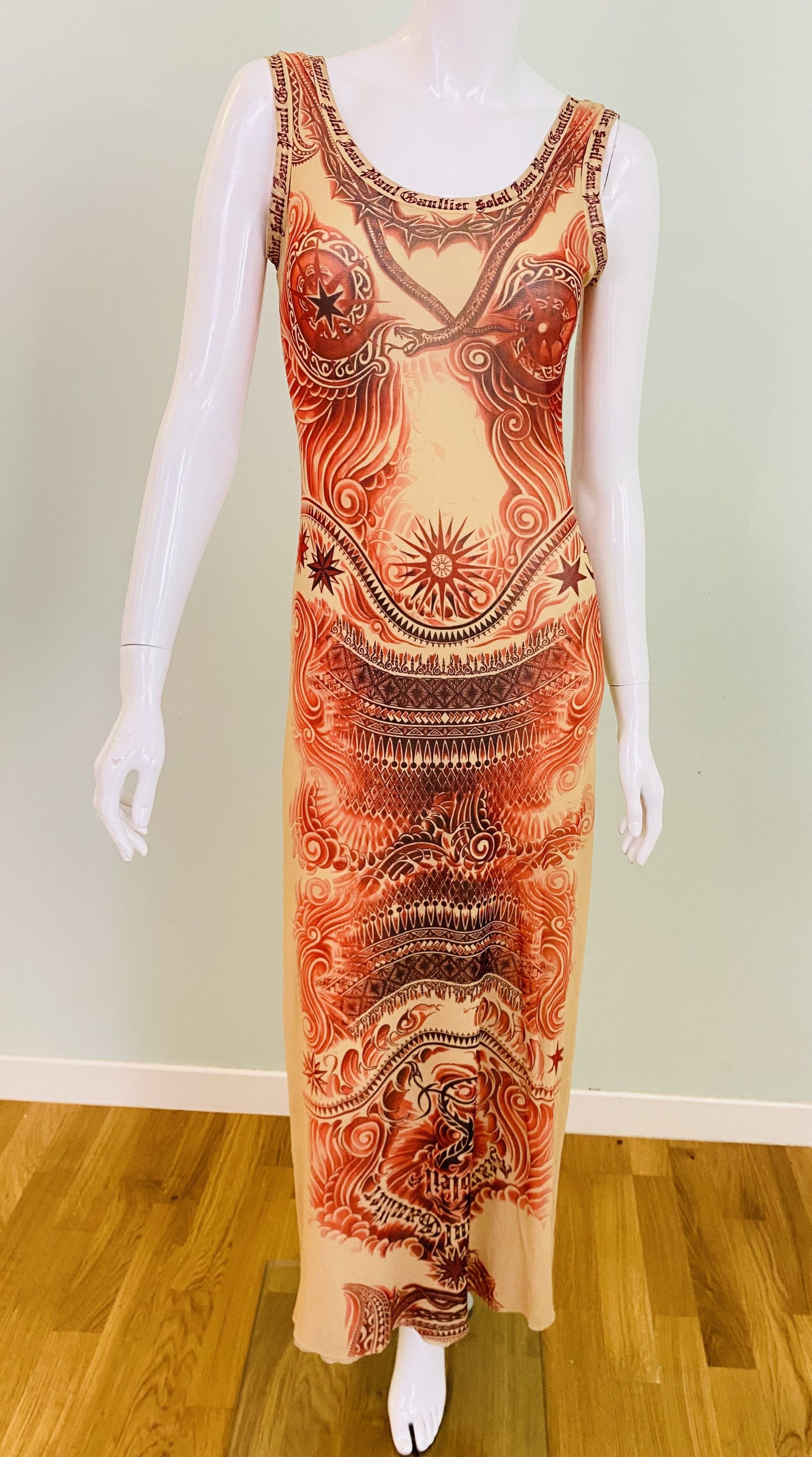 Jean Paul Gaultier Jean Paul Gaultier Tattoo Dragon Snake Mesh Maxi Dress Size M / US 6-8 / IT 42-44 - 6 Thumbnail