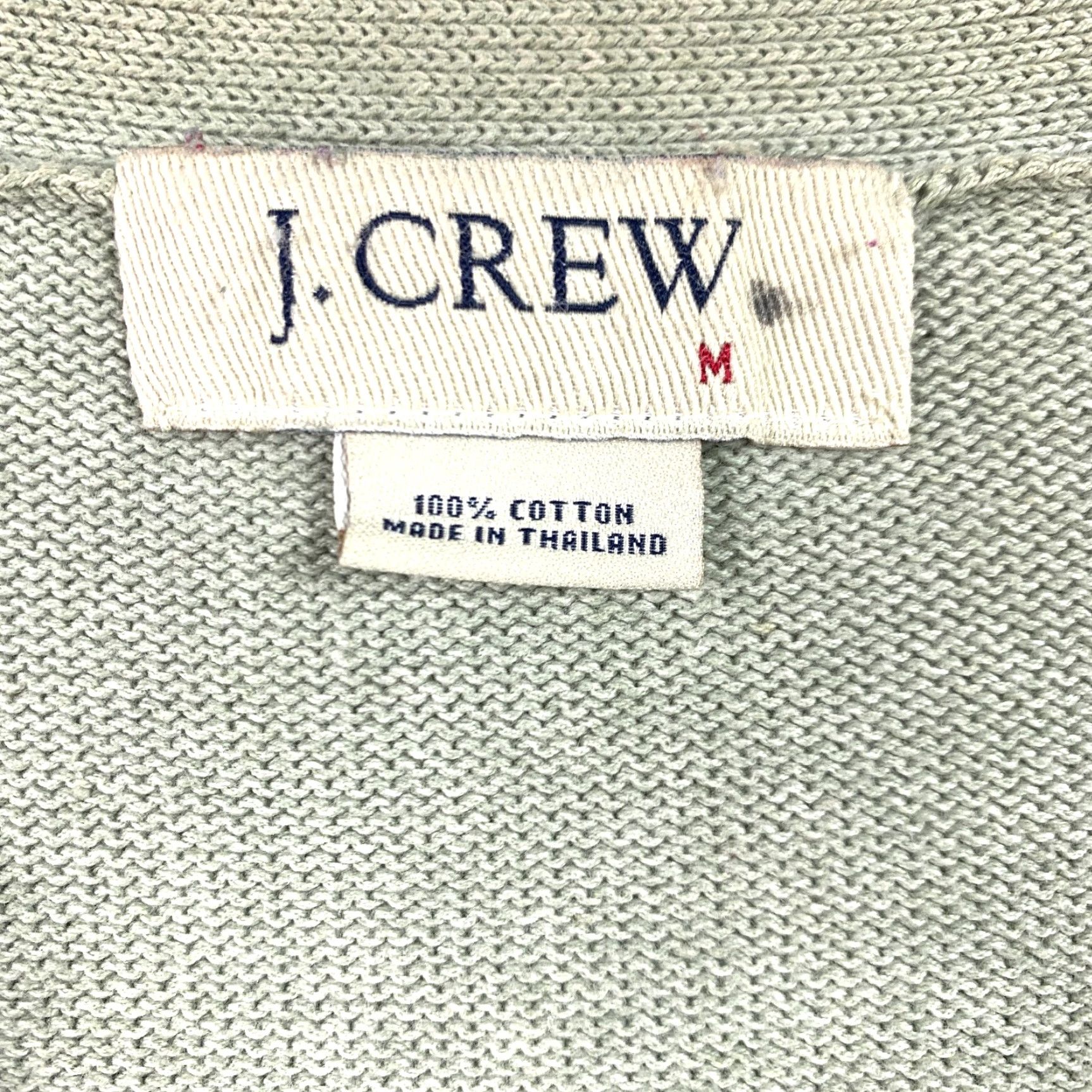 J.Crew VINTAGE J.Crew Cardigan Sweater Mens Medium V-Neck Green 100% Cotton Knit Sleeve Long Size US M / EU 48-50 / 2 - 4 Thumbnail