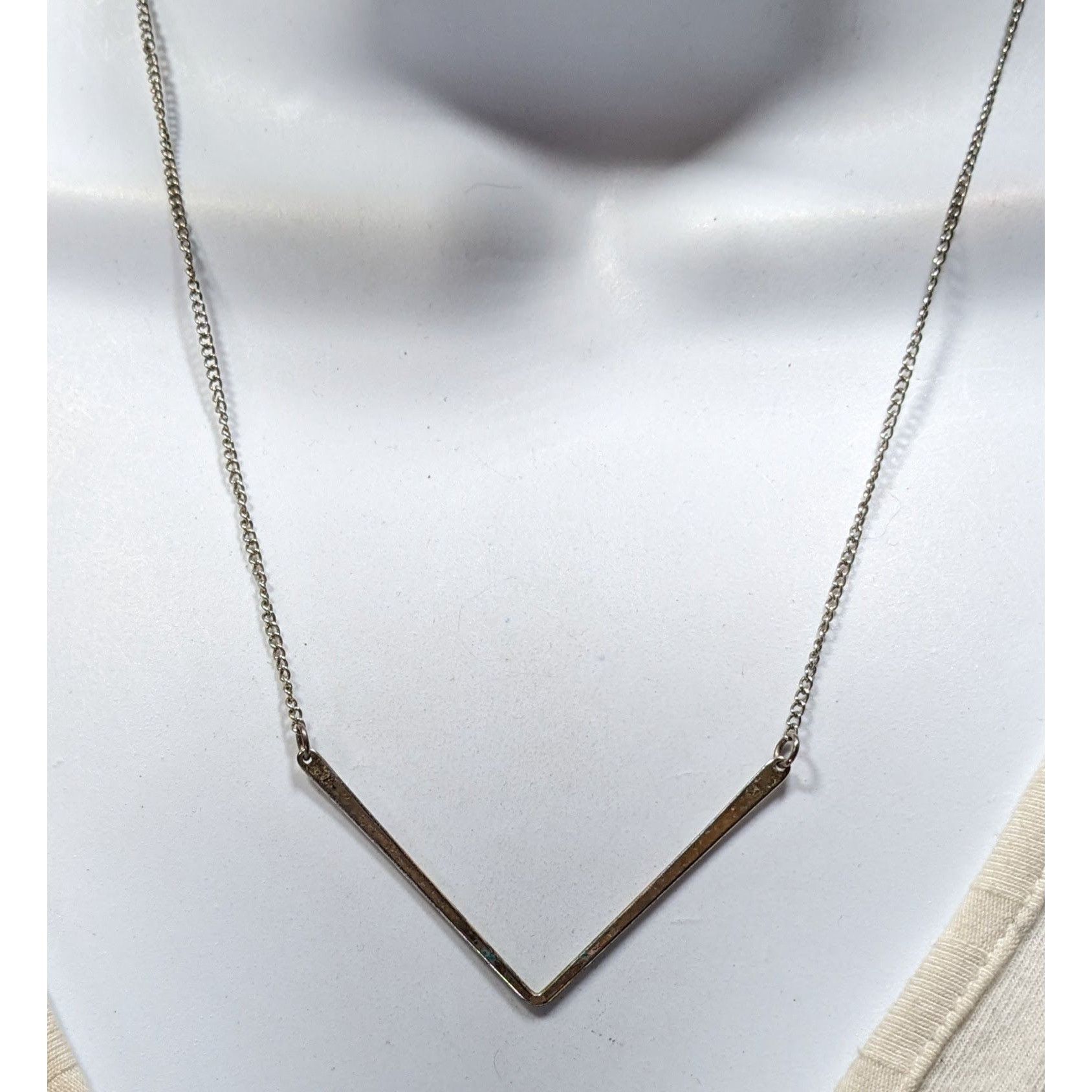 Other Minimalist Silver-Tone Chevron Pendant Necklace With Adjusta Size ONE SIZE - 2 Thumbnail