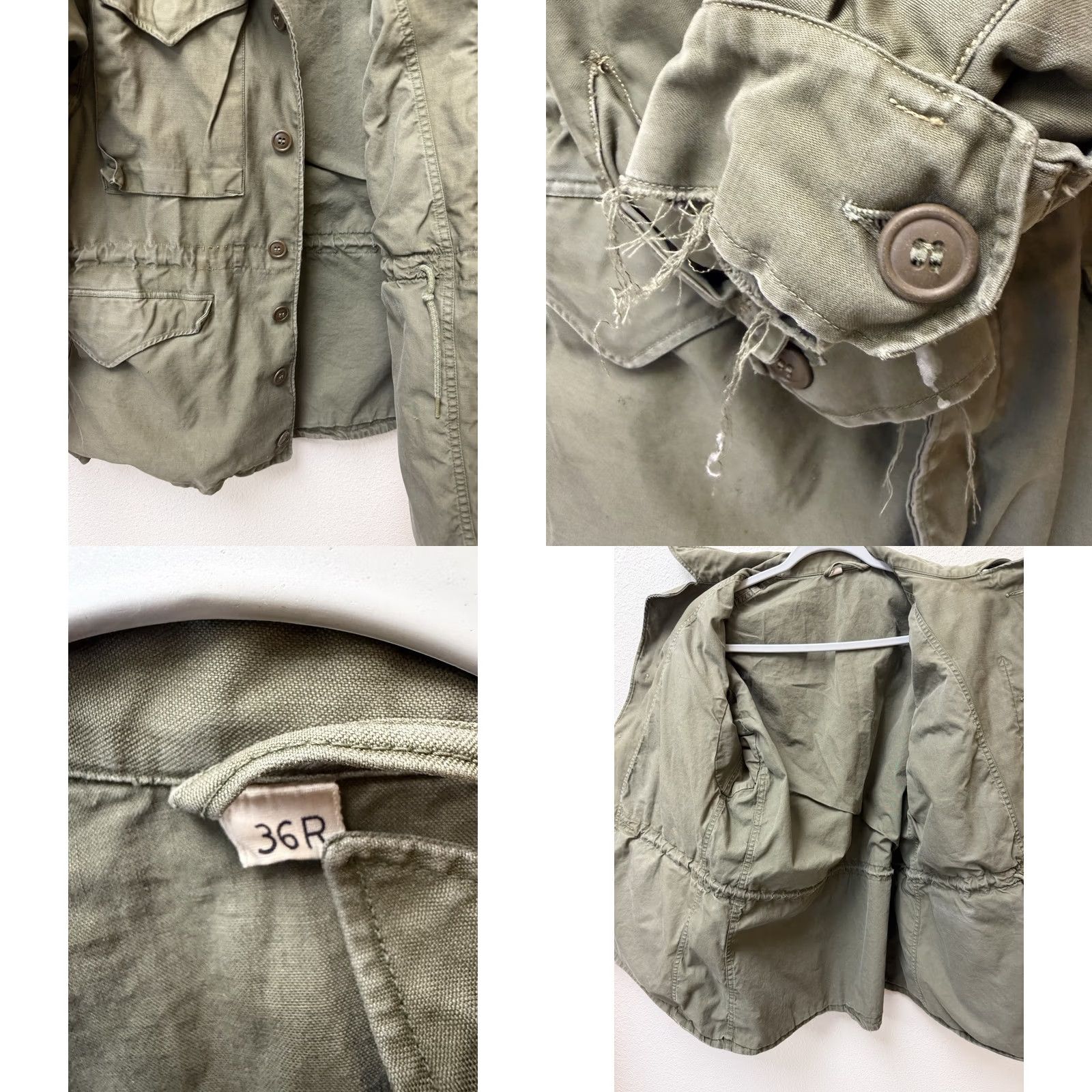 Olive VINTAGE US Army M-1943 M43 Field Jacket Coat 36R Olive Green USGI WW2 Military Jacket Mens Size US XXS / EU 40 - 8 Thumbnail