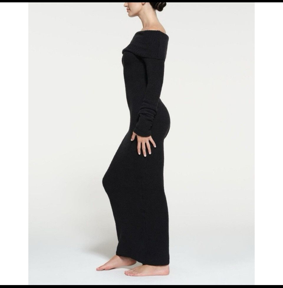 SKIMS NWT SKIMS Cozy Knit Off the Shoulder Dress XL Onyx Size XL / US 12-14 / IT 48-50 - 3 Thumbnail