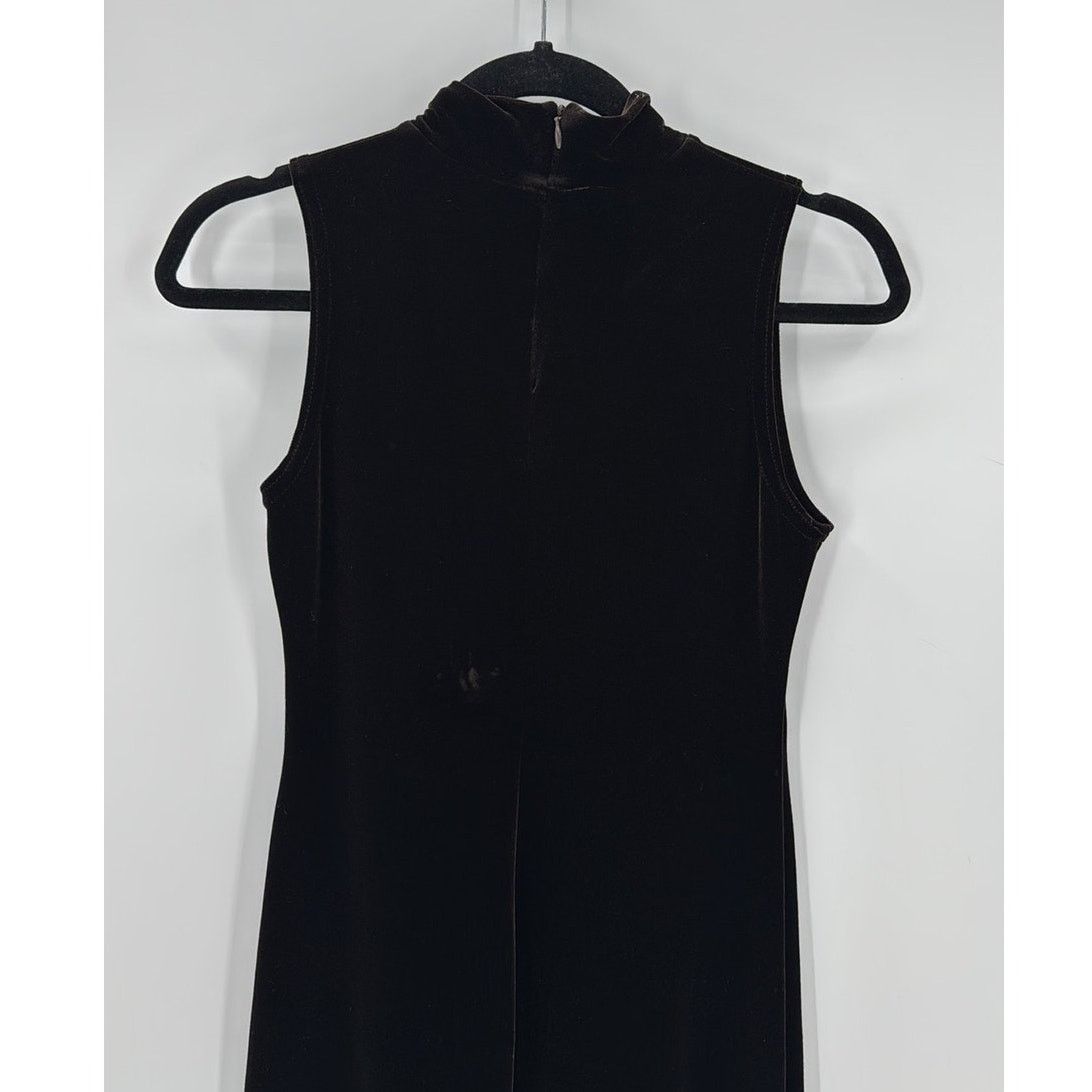 Vintage Vintage Ronni Nicole chocolate brown velvet maxi Dress sz S Size S / US 4 / IT 40 - 3 Thumbnail