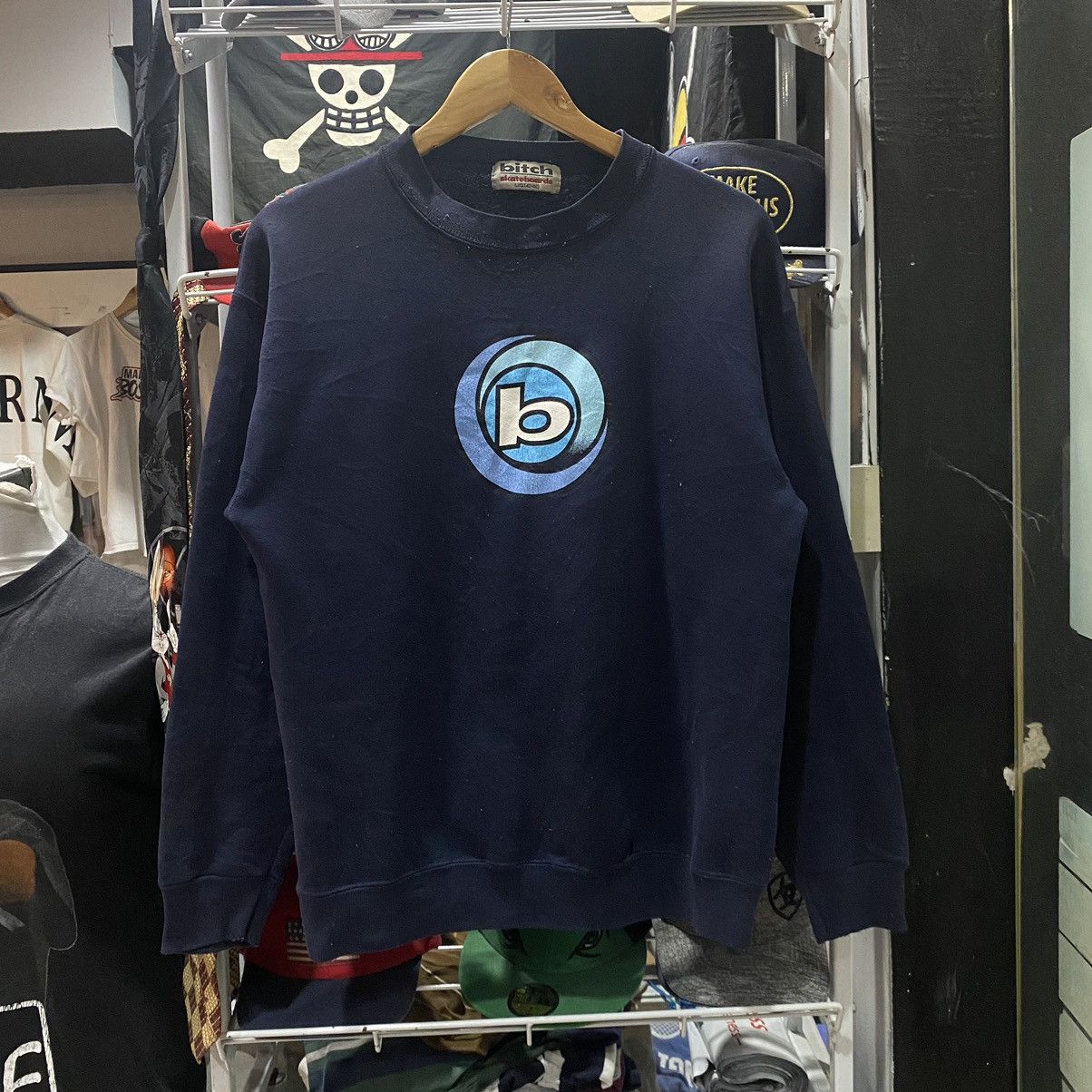 Vintage 90s BITCH SKATEBOARDS BRAND Logo Navy Blue ARCHIVE VINTAGE Size US L / EU 52-54 / 3 - 1 Thumbnail