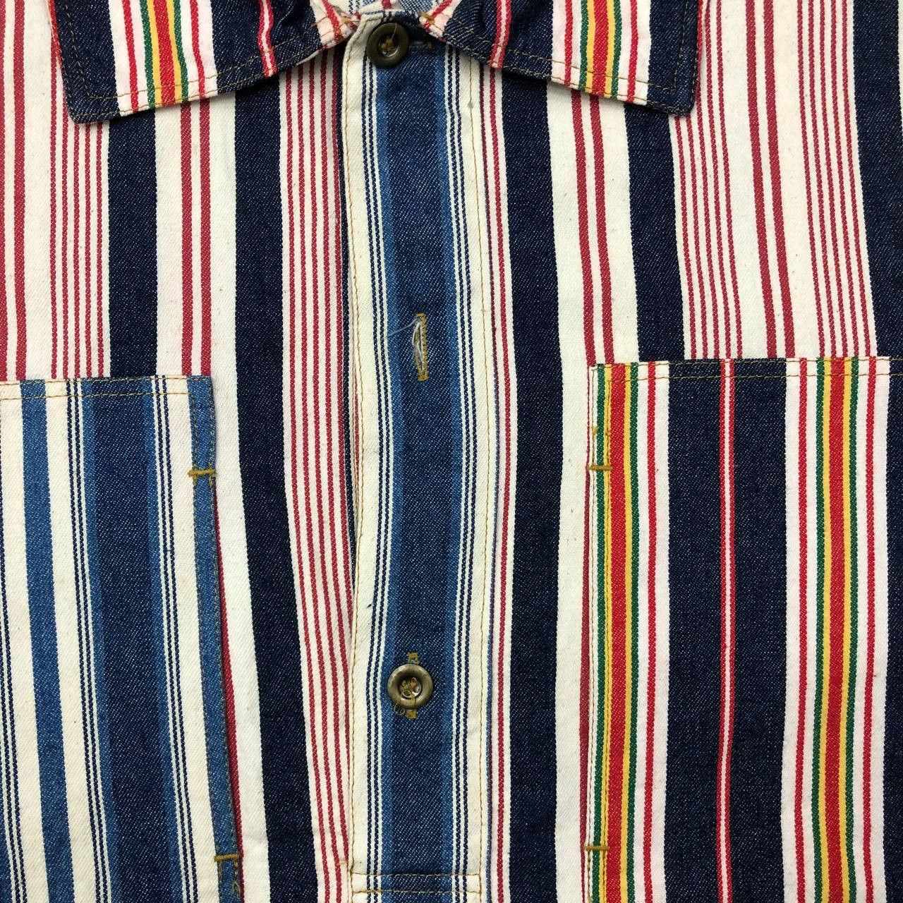 Vintage Y397 RARE VTG JAPAN STRIPED DENIM JACKET Size US M / EU 48-50 / 2 - 6 Thumbnail