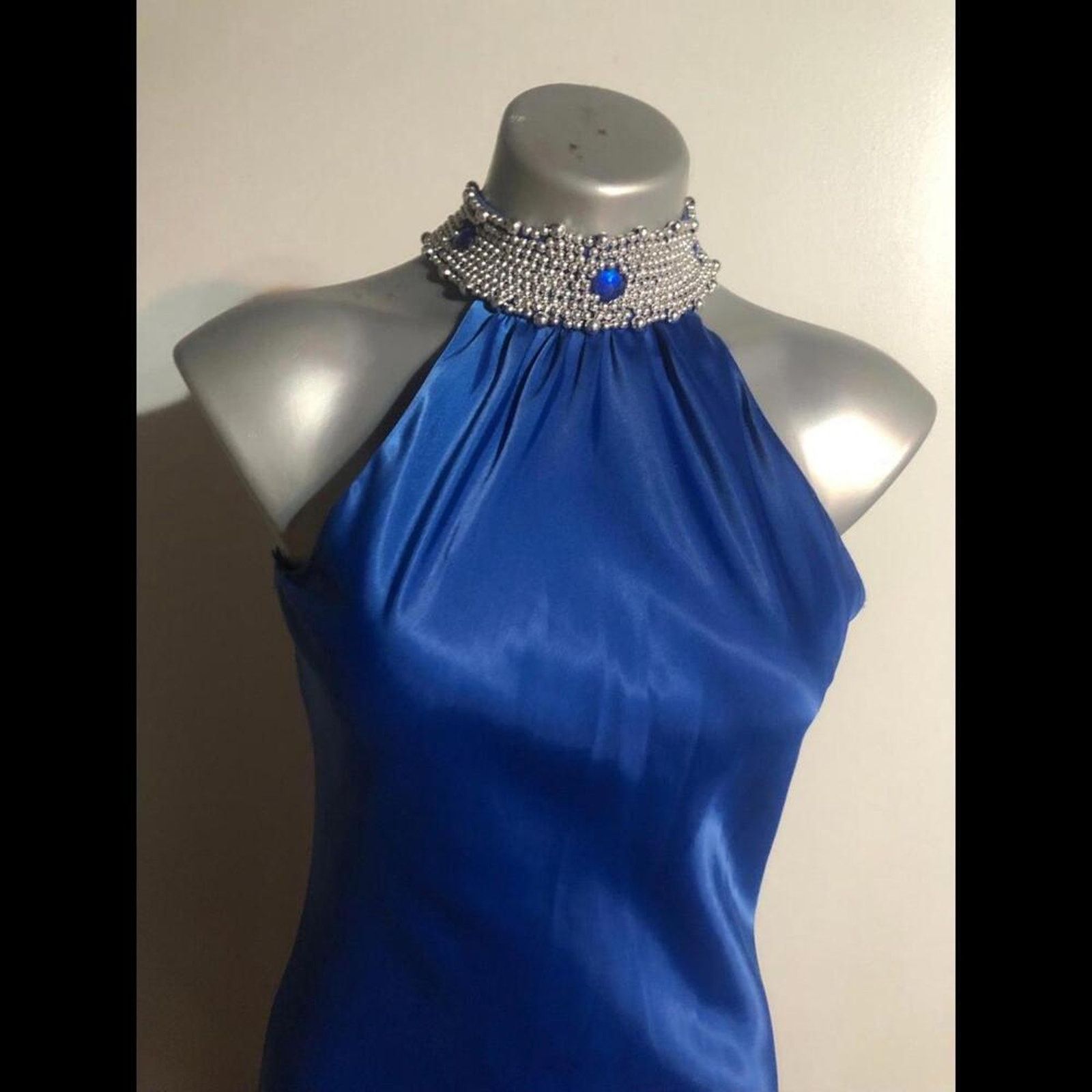 Other Blue silky smooth halter gown dress with back beading Size S / US 4 / IT 40 - 2 Thumbnail