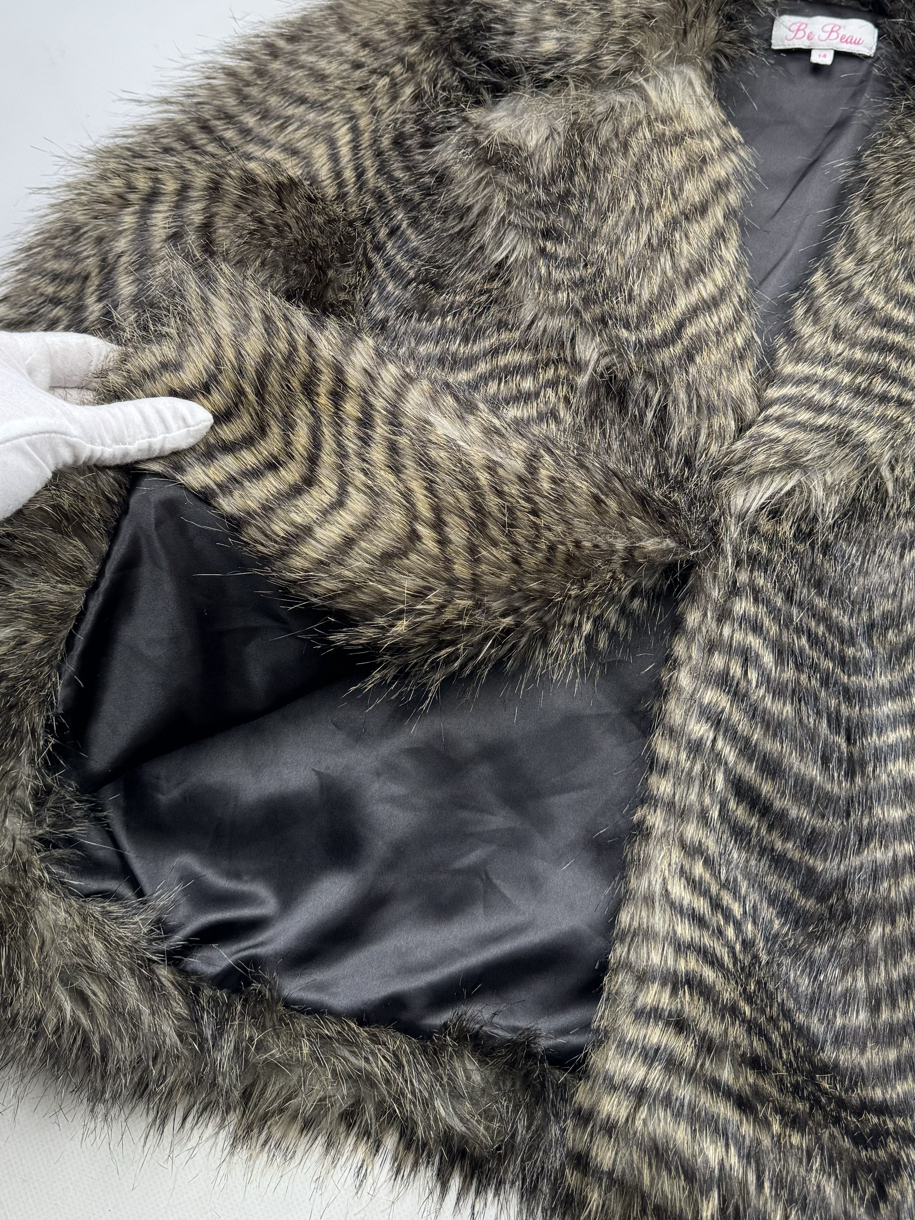 Vintage 00's Faux Fur Cropped Jacket B103 E2(V417) Size L / US 10 / IT 46 - 4 Thumbnail