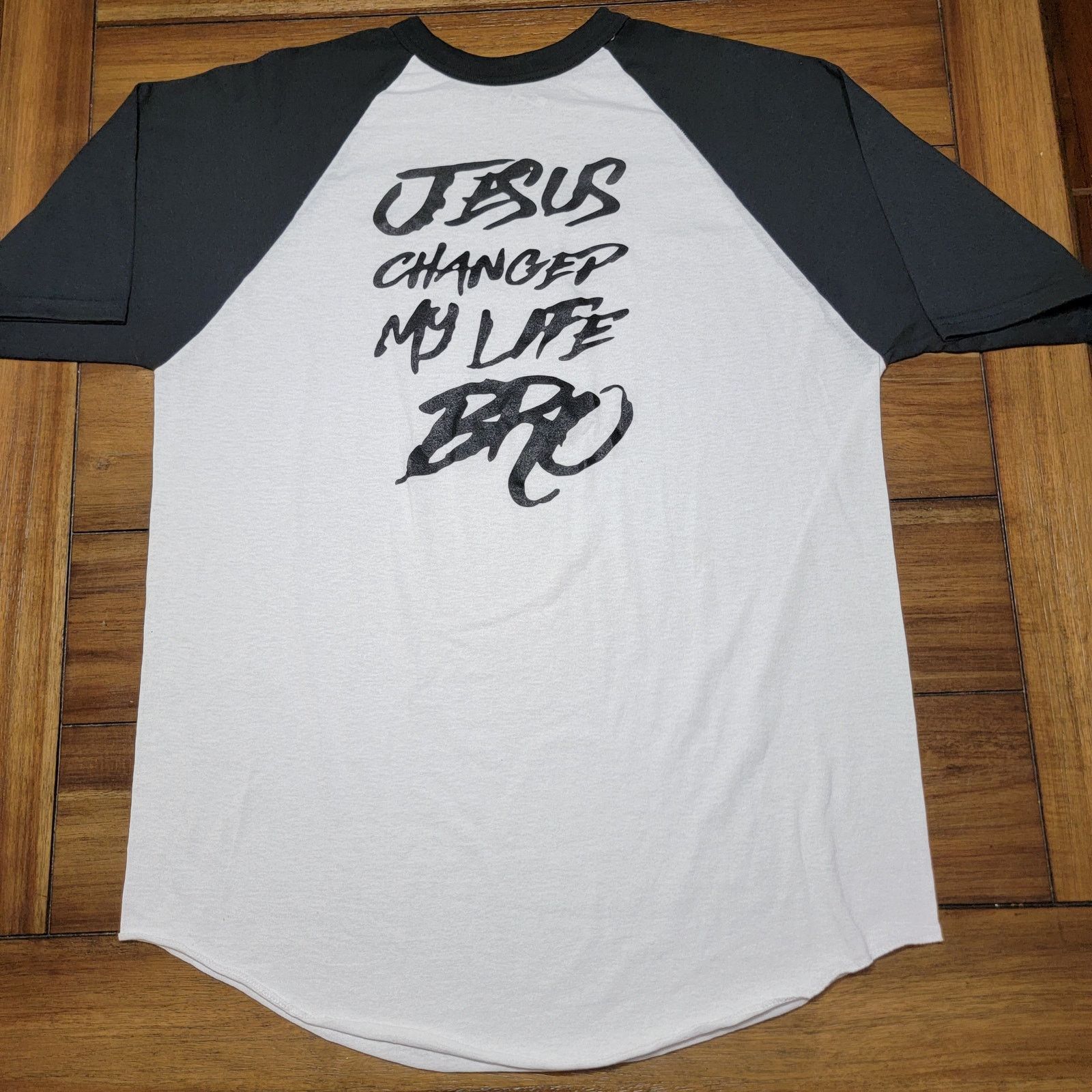 Augusta Sportswear B&W Unisex Tee "Jesus Changed My Life Bro" - Size Large Size US L / EU 52-54 / 3 - 1 Thumbnail