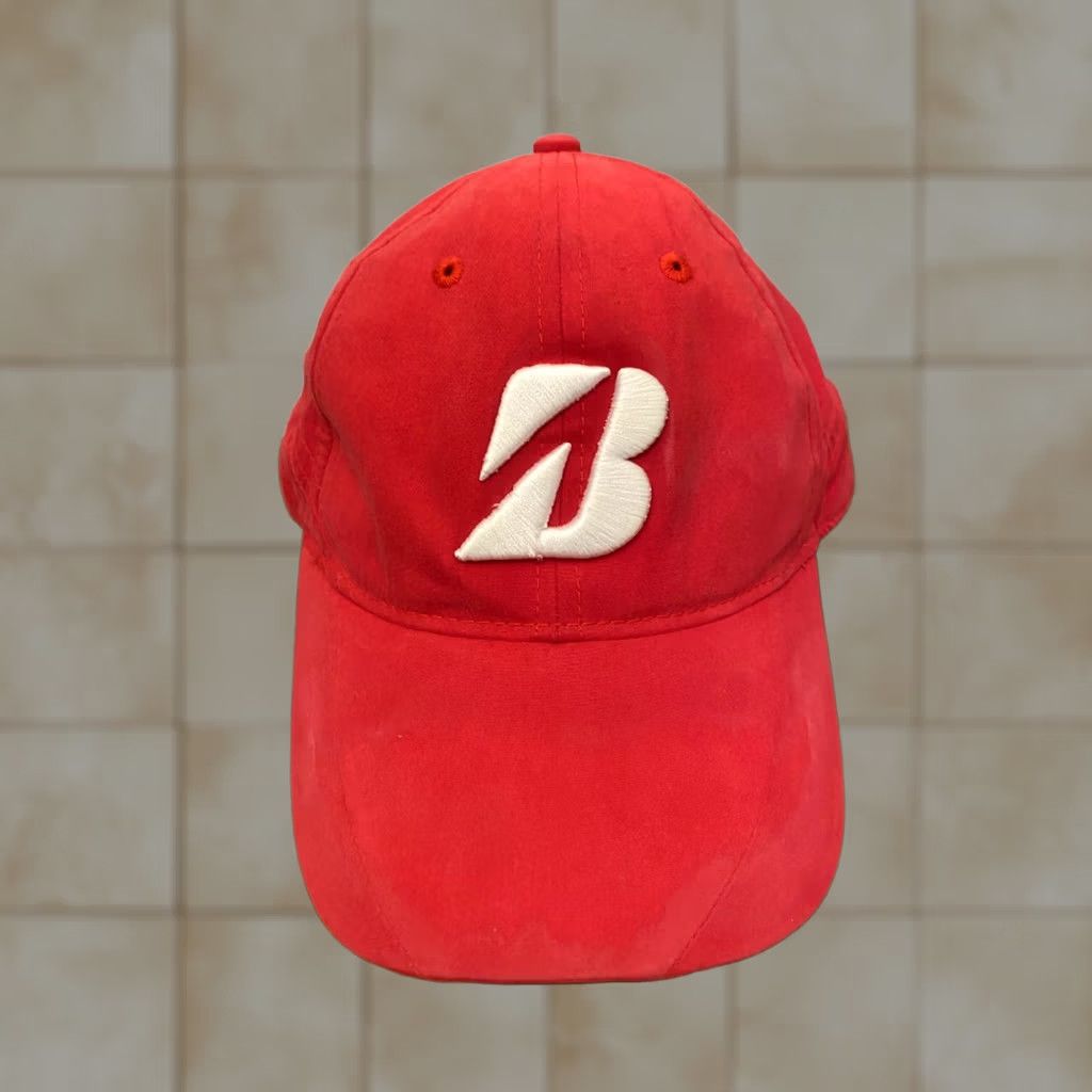 Vintage Bridgestone Golf Hat Cap Strap Back Red One Size Adjustable Golfer Mens Baseball Cap Size ONE SIZE - 1 Thumbnail