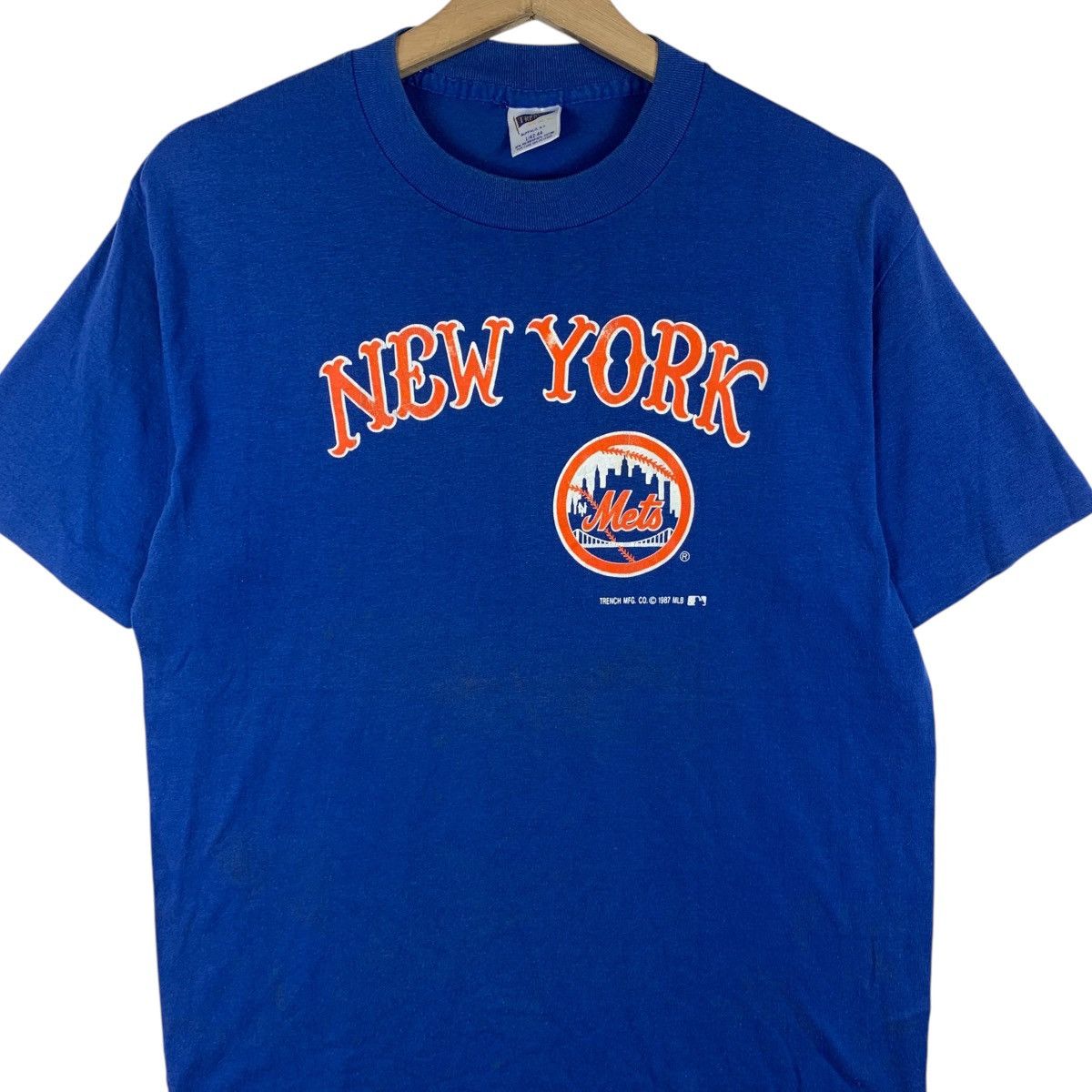 MLB Vintage 1987 MLB NEW YORK METS Baseball Trench Tee Shirt Top Size US S / EU 44-46 / 1 - 3 Thumbnail