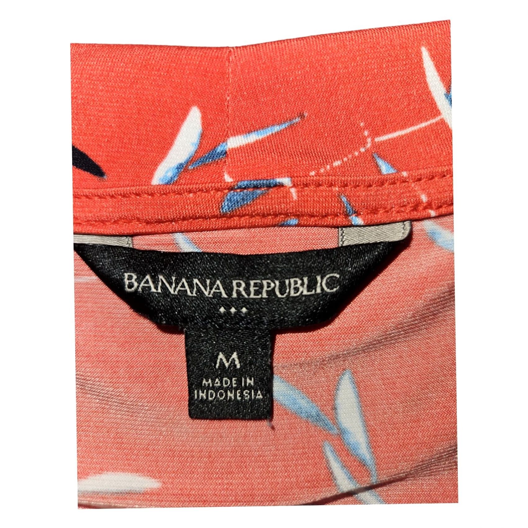 Banana Republic Banana Republic Blouse Shirt Women's M Orange V-Neck Short Sleeve Gather Preppy 90s? Size M / US 6-8 / IT 42-44 - 2 Thumbnail