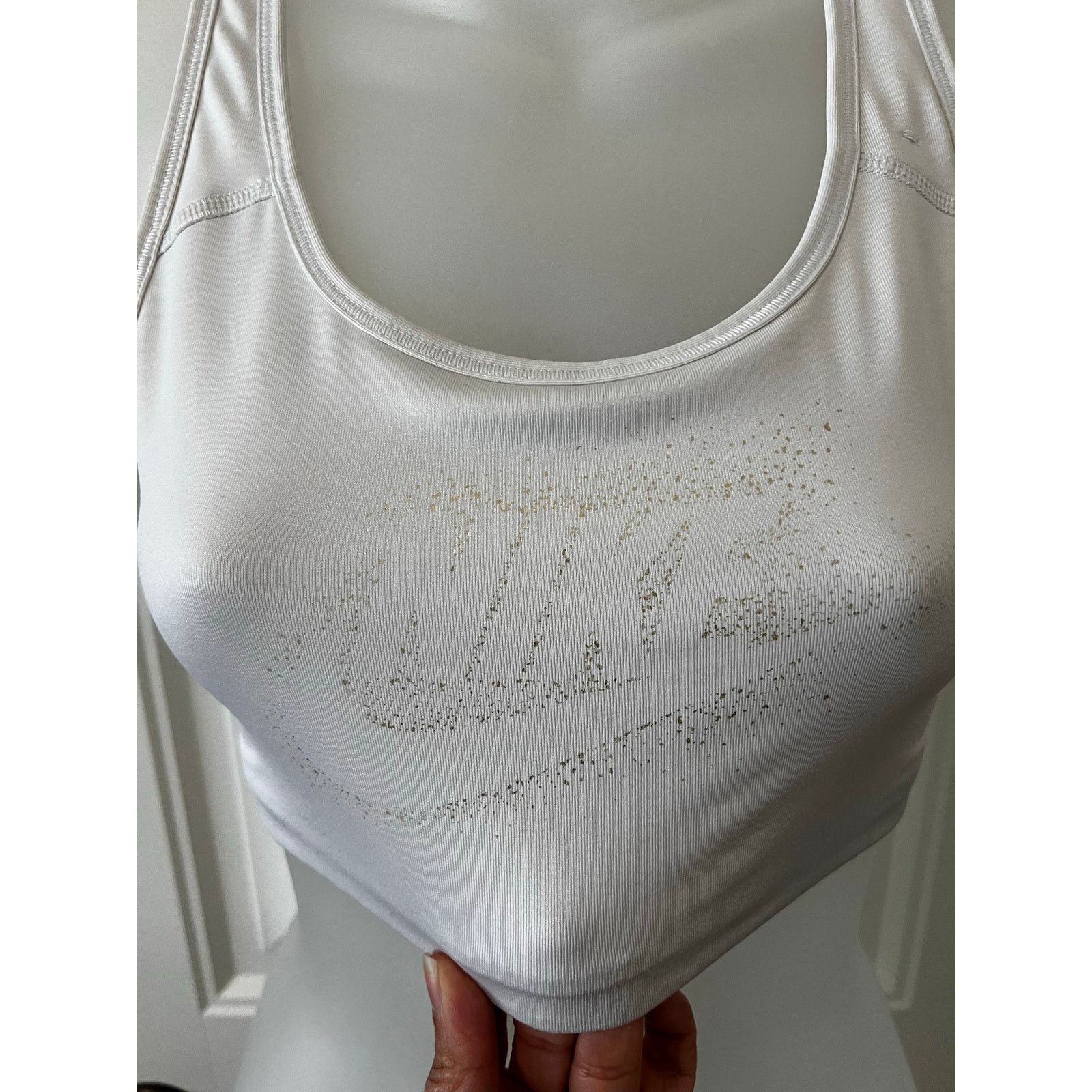 Nike Dri-Fit Women’s White Sports Bra Racerback cut Athletic S Size S / US 4 / IT 40 - 2 Thumbnail