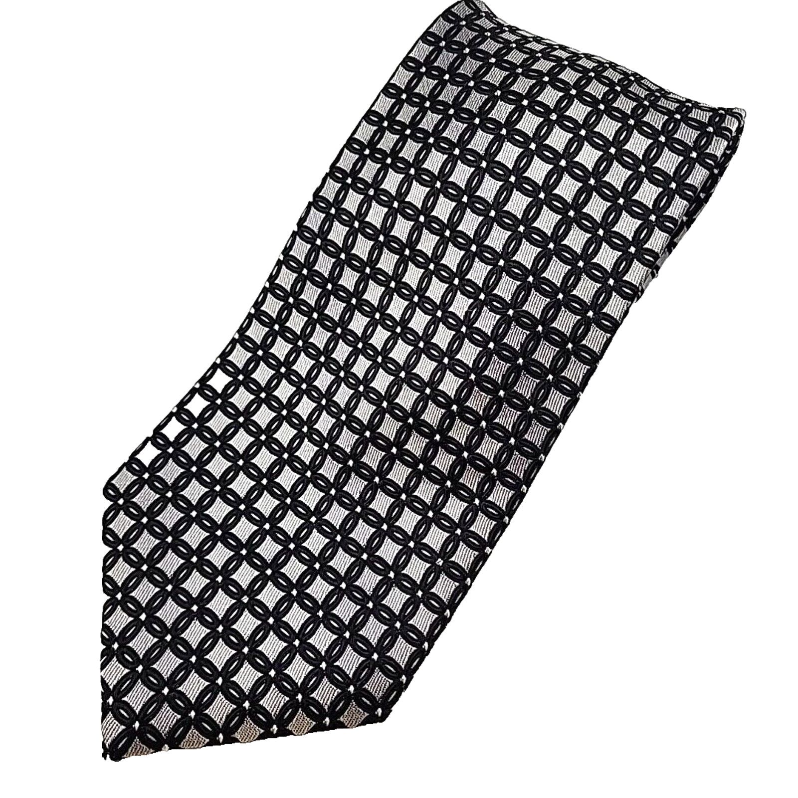 Pierre Cardin Pierre Cardin Silk Necktie Black Silver Geometric - Like New Size ONE SIZE - 1 Thumbnail