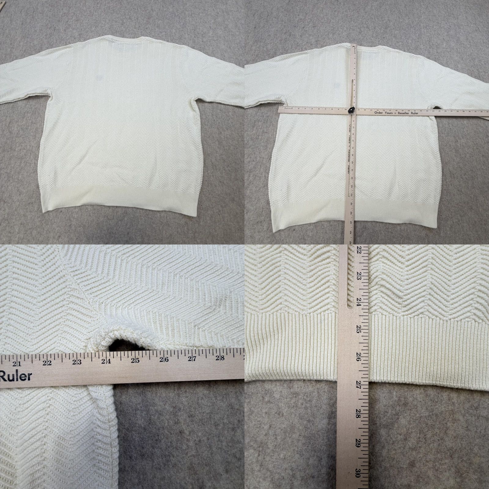 Chaps Chaps Sweater Pullover Mens 2XL Knit White Ivory Chevron Geometric Crest Logo Crew Neck Cotton Size US XXL / EU 58 / 5 - 8 Thumbnail