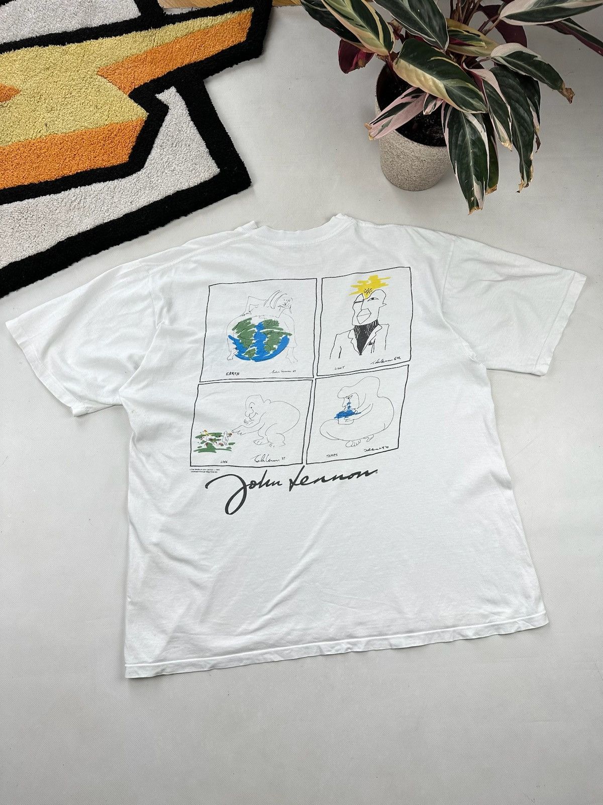 Hard Rock Cafe × Vintage Vintage 90s John Lennon art tee Hard Rock Cafe T Shirt Size US XL / EU 56 / 4 - 2 Thumbnail