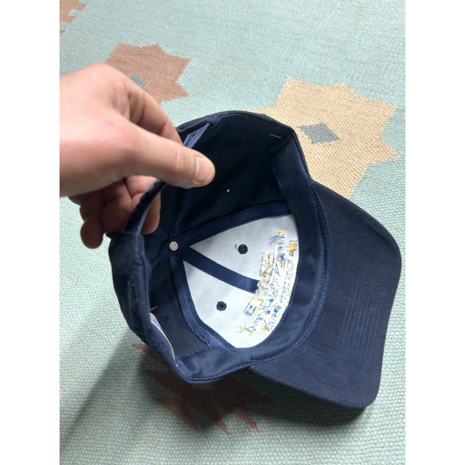 Vintage VINTAGE SnapBack hat cap H&E tire services Flint Michigan blue yellow adjustable Size ONE SIZE - 6 Thumbnail