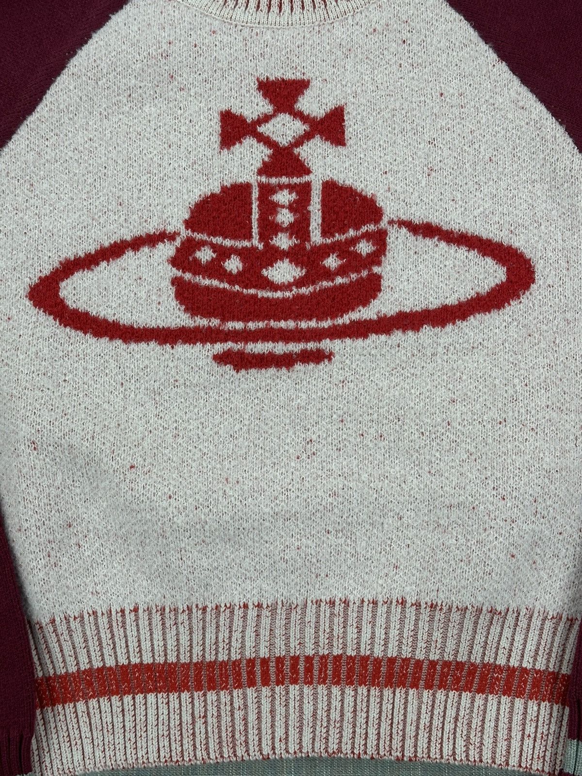 Vivienne Westwood Vivienne Westwood Orb Logo Knit Sweater Burgundy Cream M Size US M / EU 48-50 / 2 - 6 Thumbnail