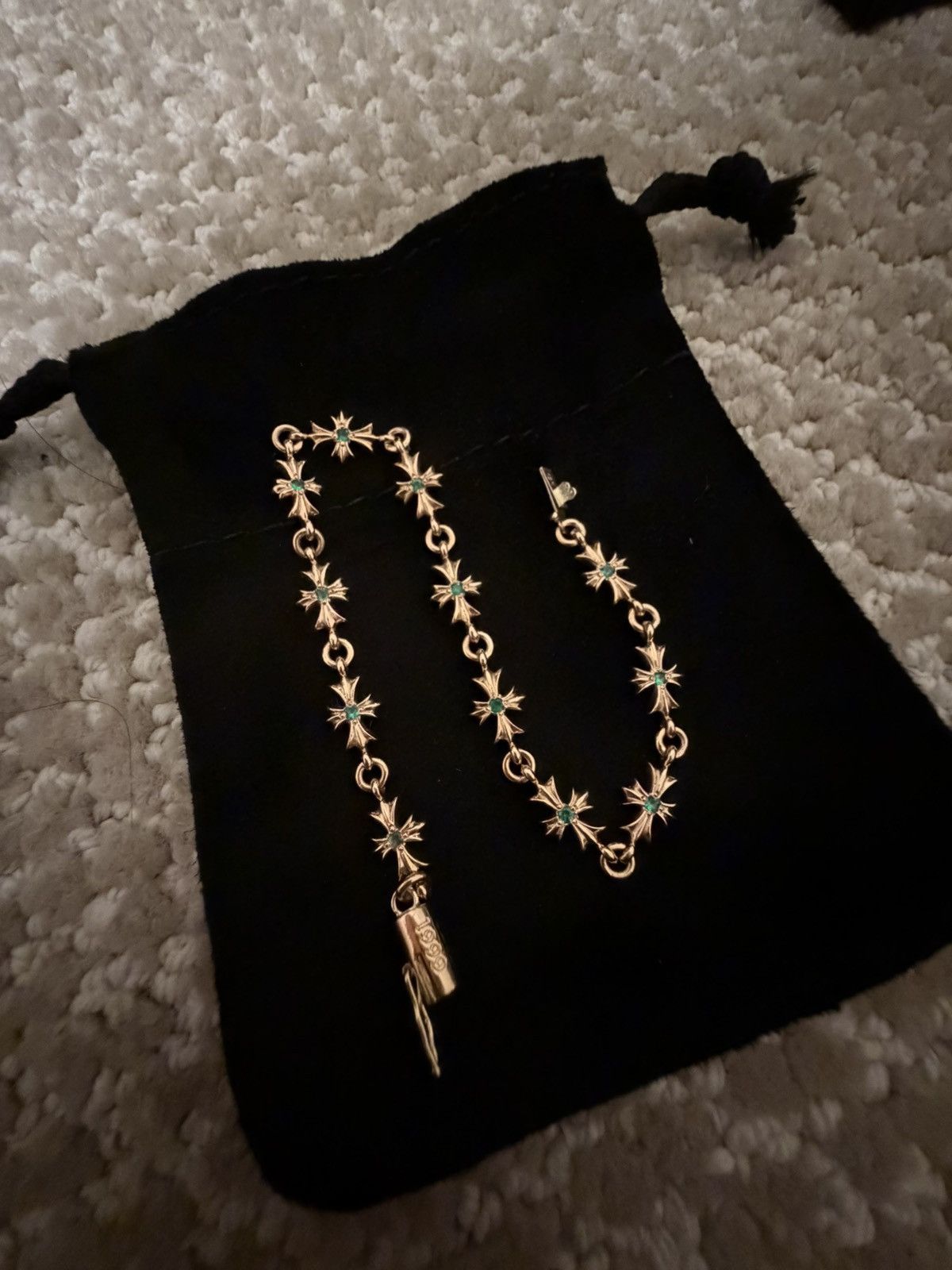 Chrome Hearts Chrome Hearts Tiny E bracelet Yellow Gold Emerald Size ONE SIZE - 3 Thumbnail