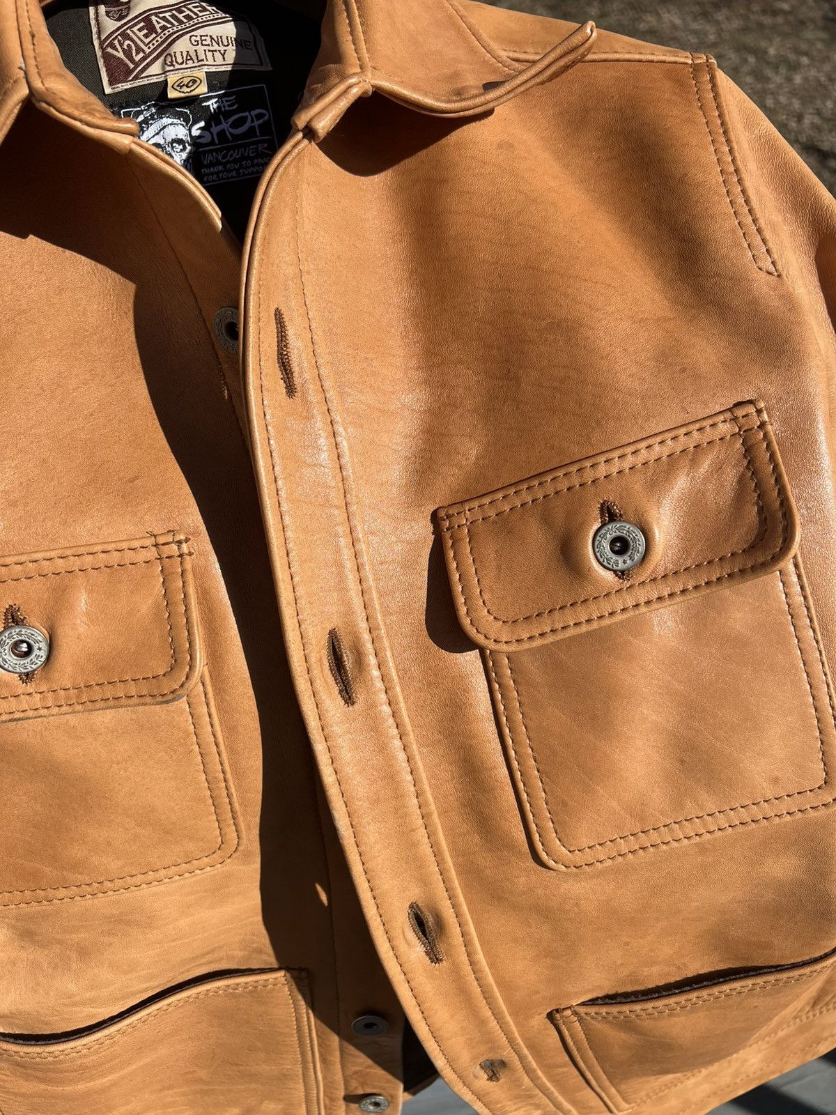 Y'2 Leather Y’2 Leather Shop Vancouver Kakishibu Scar Chore Jacket Size US M / EU 48-50 / 2 - 6 Thumbnail