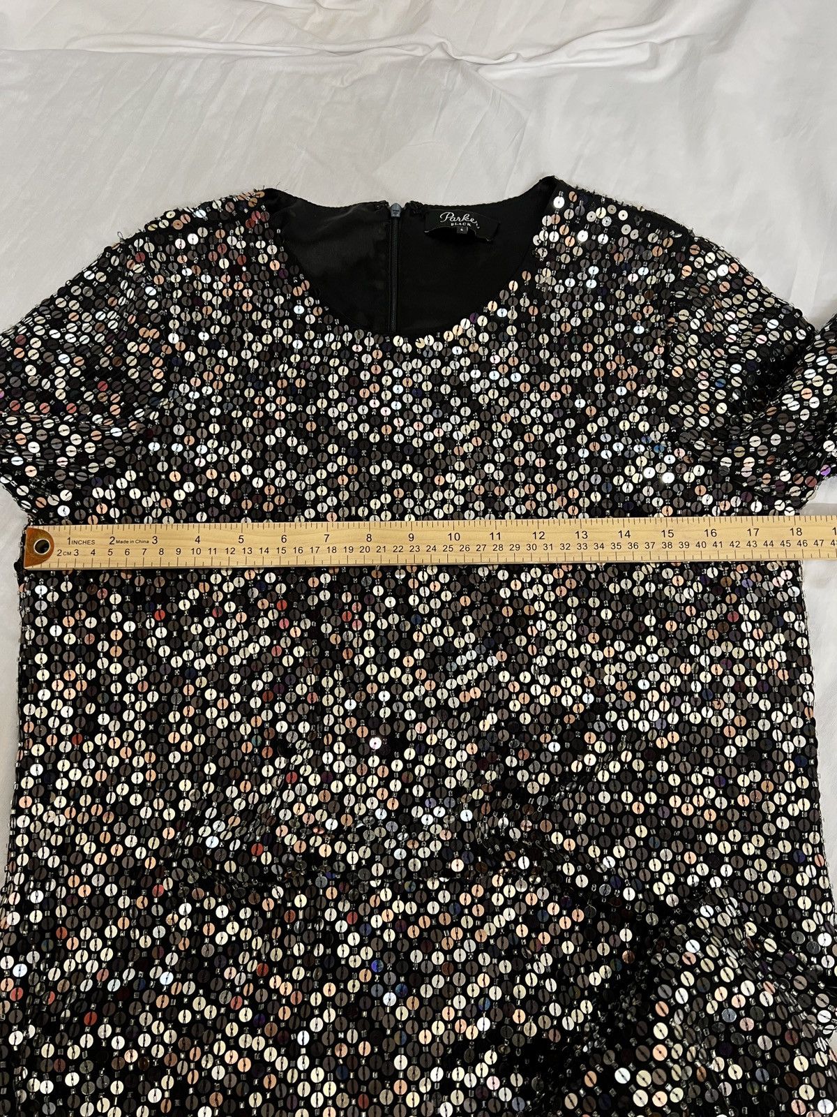 Parker Parker Black Sequined Long Sleeve Shift with Mixed Sequins Size M / US 6-8 / IT 42-44 - 7 Thumbnail