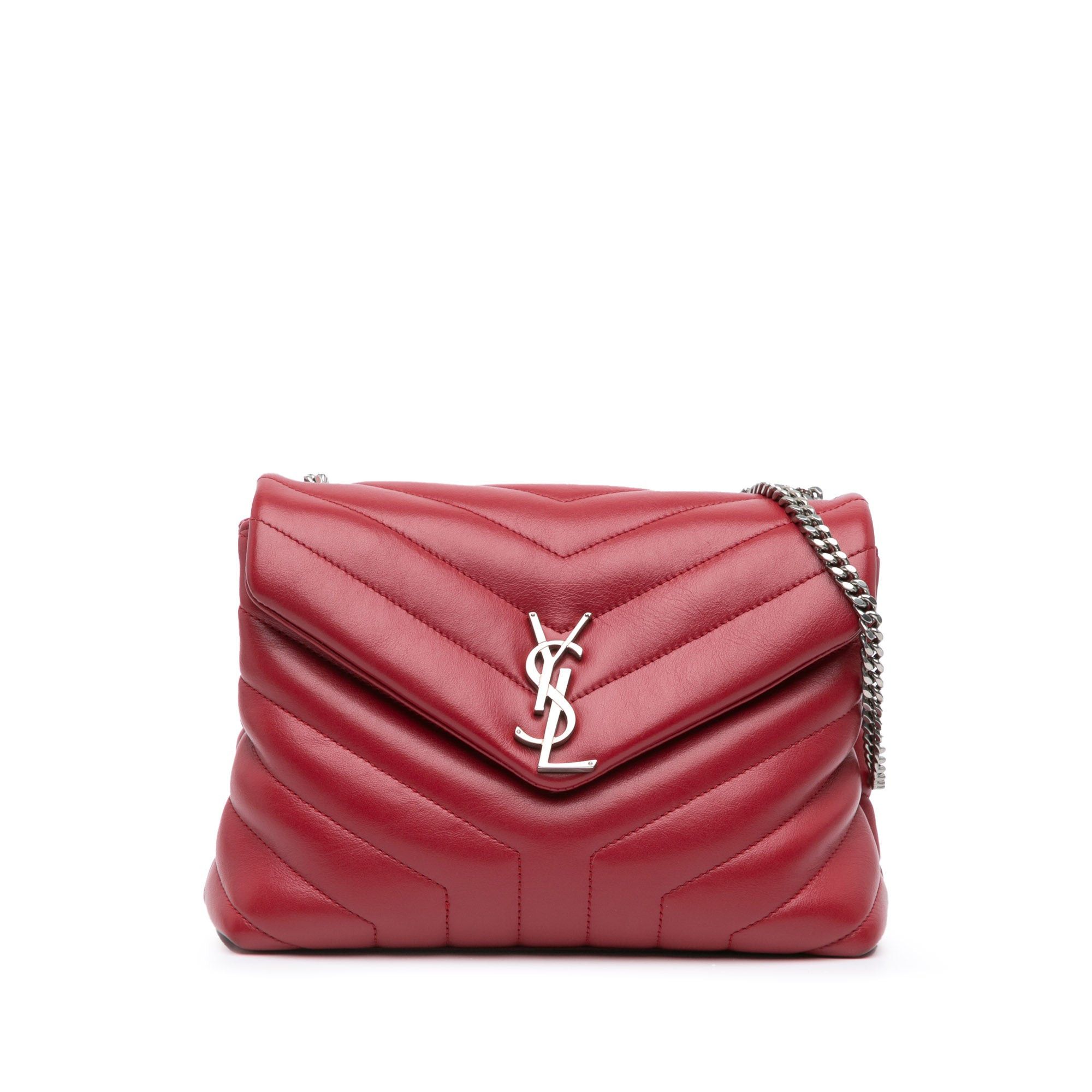 Saint Laurent Paris Saint Laurent Small Leather Monogram Loulou Crossbody Red Size ONE SIZE - 1 Thumbnail