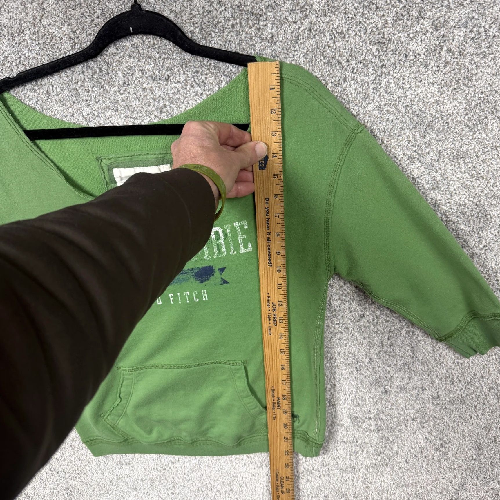 Abercrombie & Fitch Abercrombie & Fitch Sweatshirt Womens S Green Boat Neck Grunge Adirondack Heritage Cropped Pullover Casual Sweatshirt Size S / US 4 / IT 40 - 2 Thumbnail