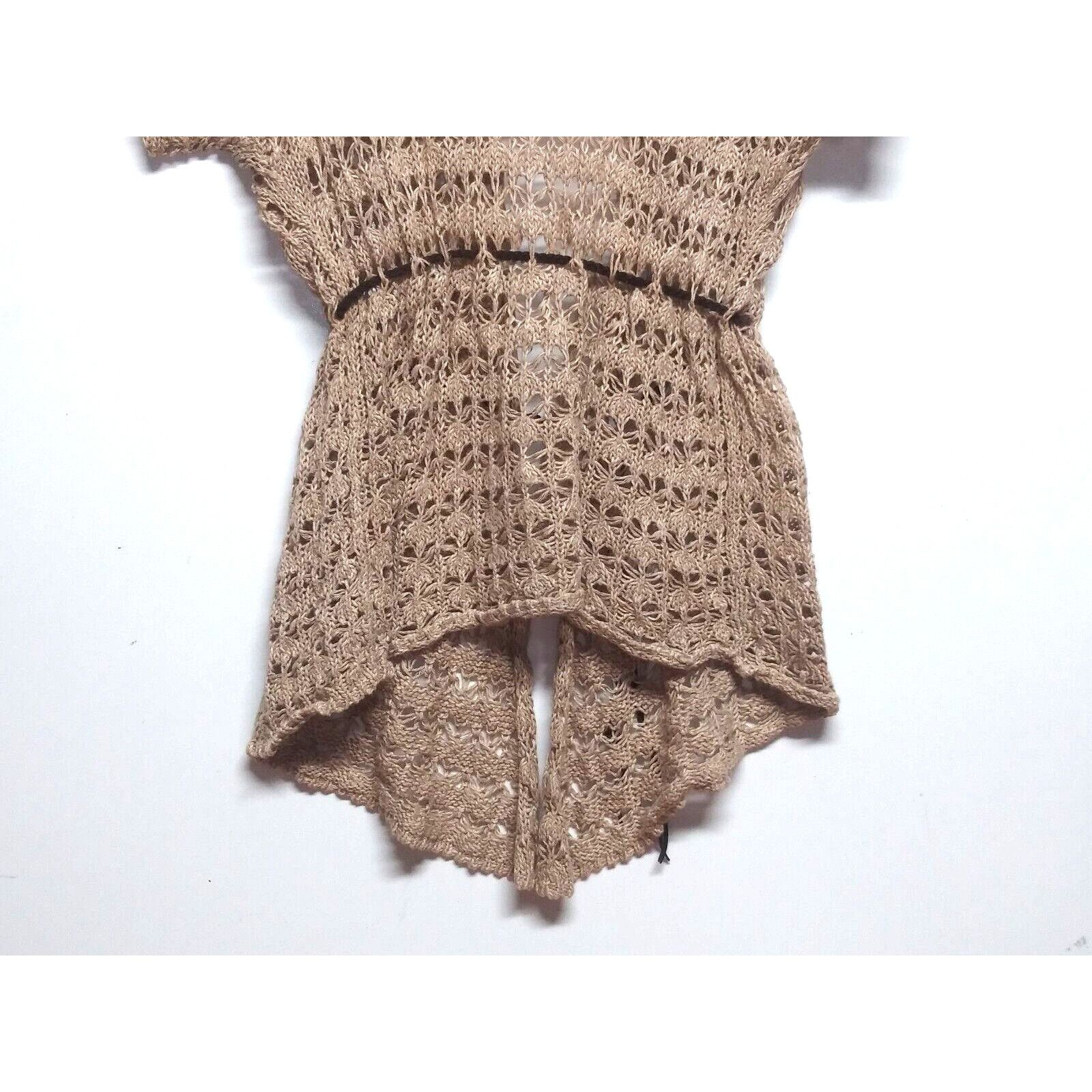 Other Cardigan Sweater Peplum Tan Crochet knit belted Sz M womens Size M / US 6-8 / IT 42-44 - 7 Thumbnail
