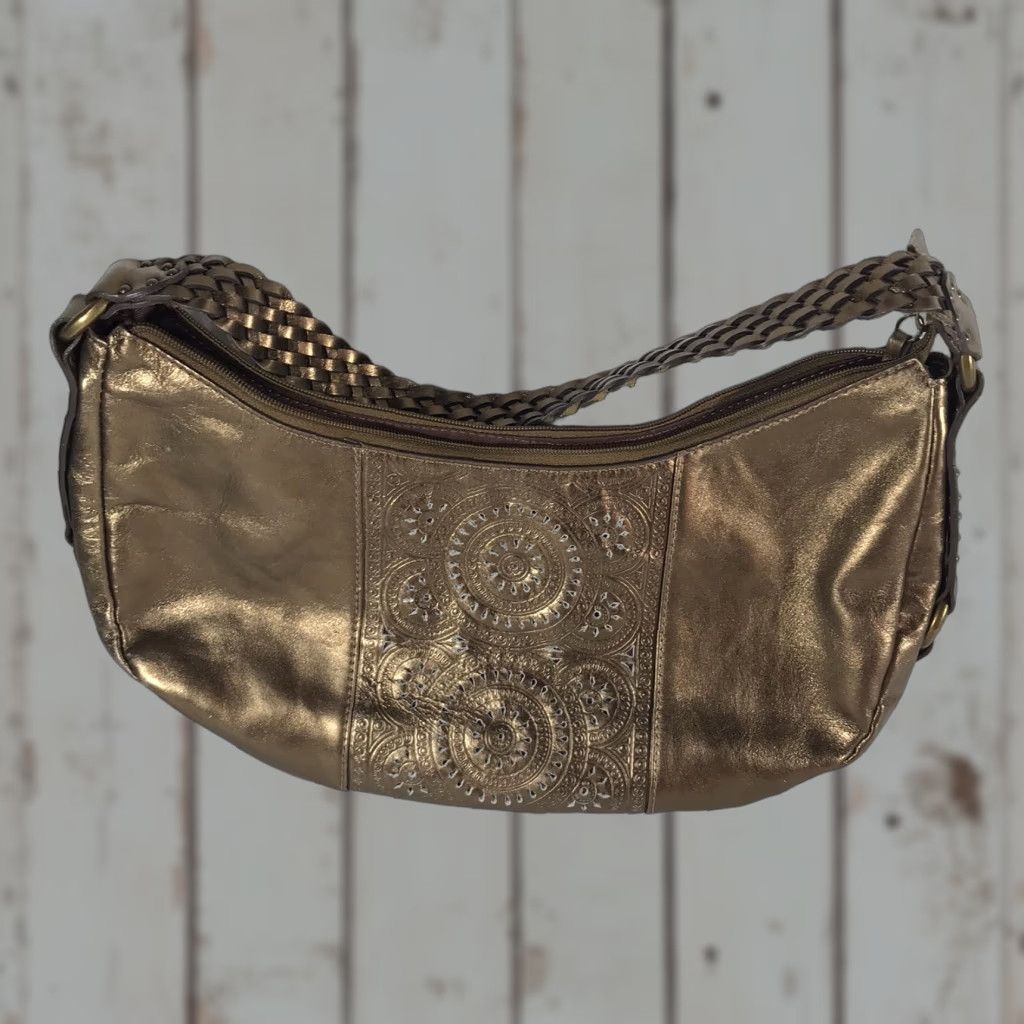 Fossil VINTAGE Fossil Leather Shoulder Bag Aztec Design Women's Medium Bronze Crossbody Casual Size ONE SIZE - 1 Thumbnail