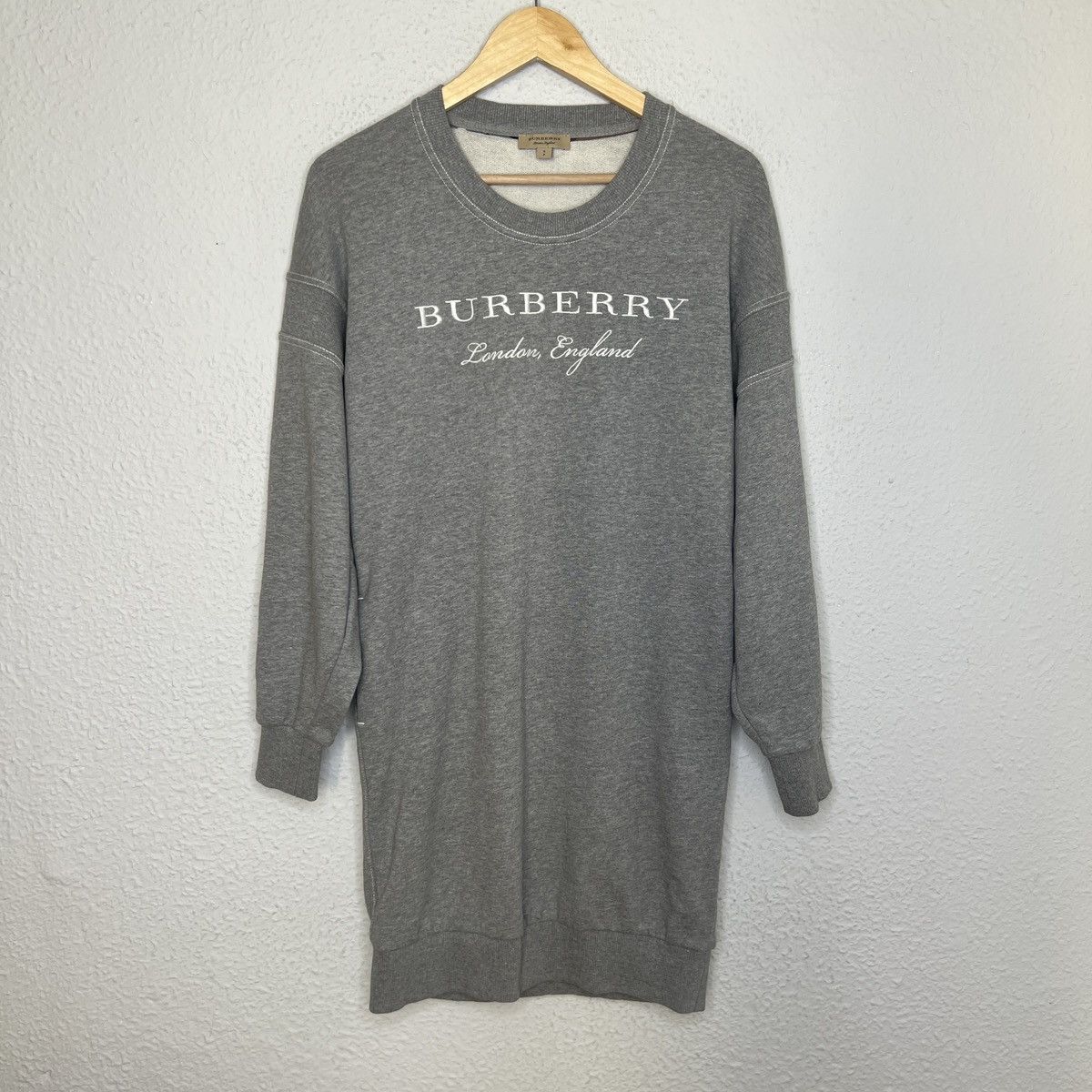 Burberry × Designer Burberry Long Sweatshirt Dress Grey Big Spellout Logo Size S / US 4 / IT 40 - 3 Thumbnail