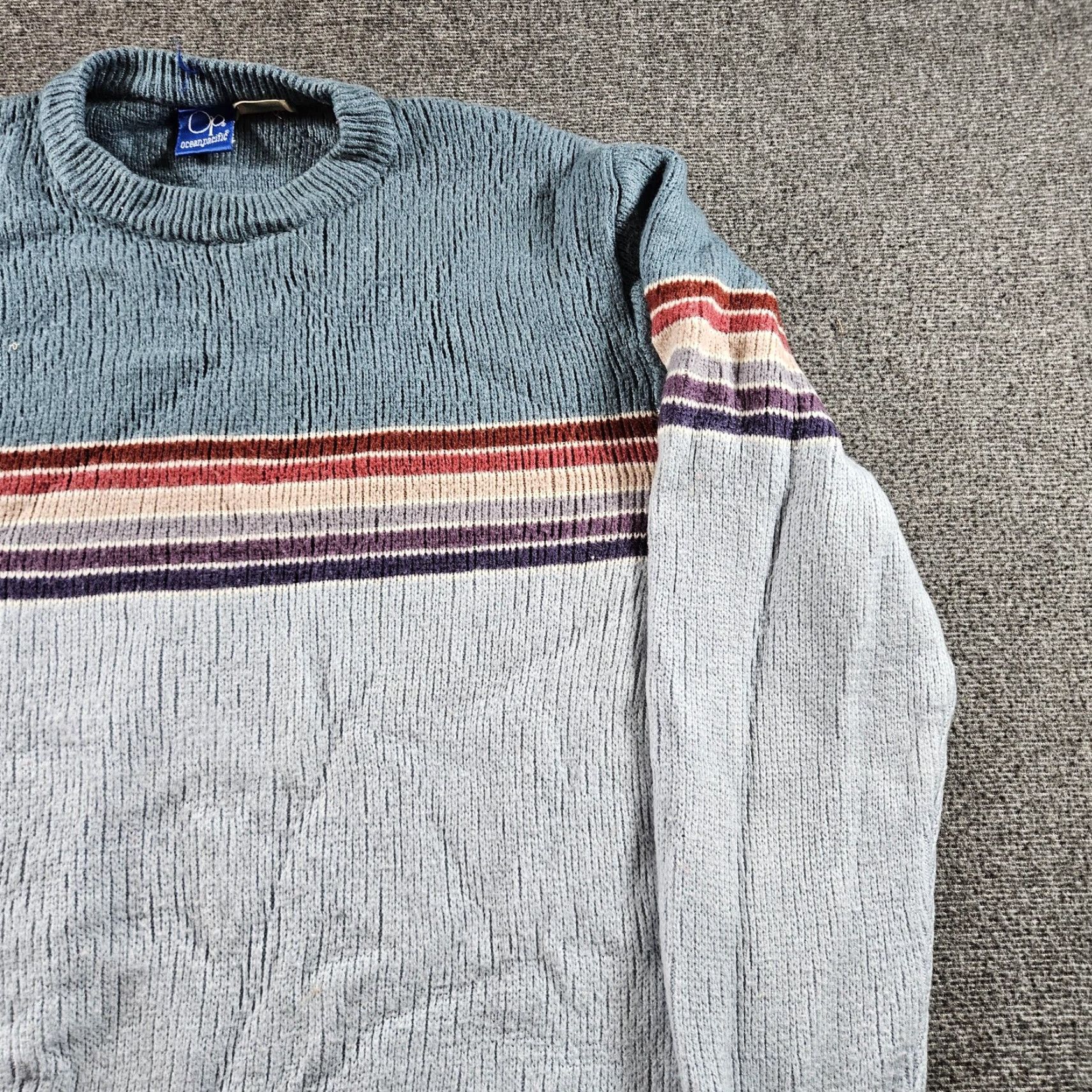 Ocean Pacific VINTAGE Ocean Pacific Sweater Mens Medium Blue Striped Crewneck Knit Hong Kong Size US M / EU 48-50 / 2 - 3 Thumbnail