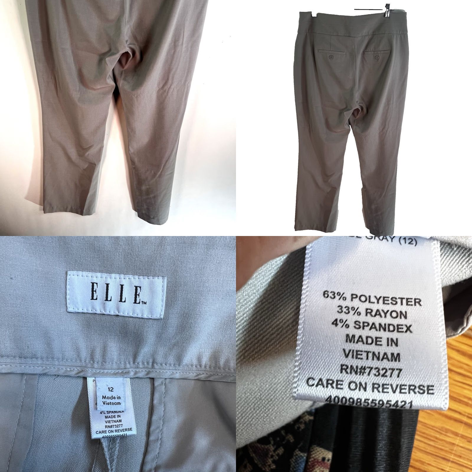 Vintage ELLE Dress Poly 37X33 Womens Size 12 Gray Straight Size XL / US 12-14 / IT 48-50 - 8 Thumbnail