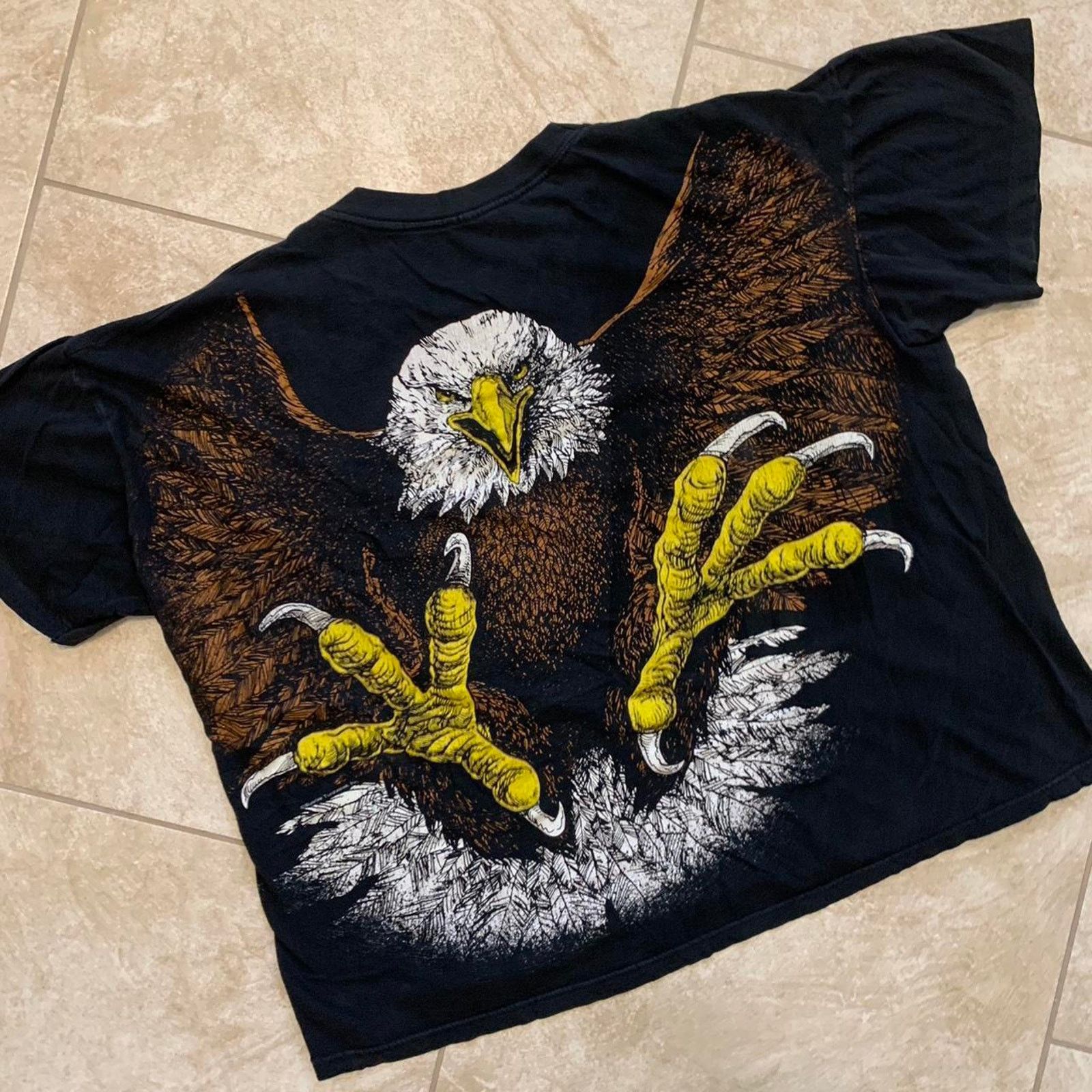 Vintage Vintage 90s AOP Eagle Tshirt Size US XL / EU 56 / 4 - 4 Thumbnail