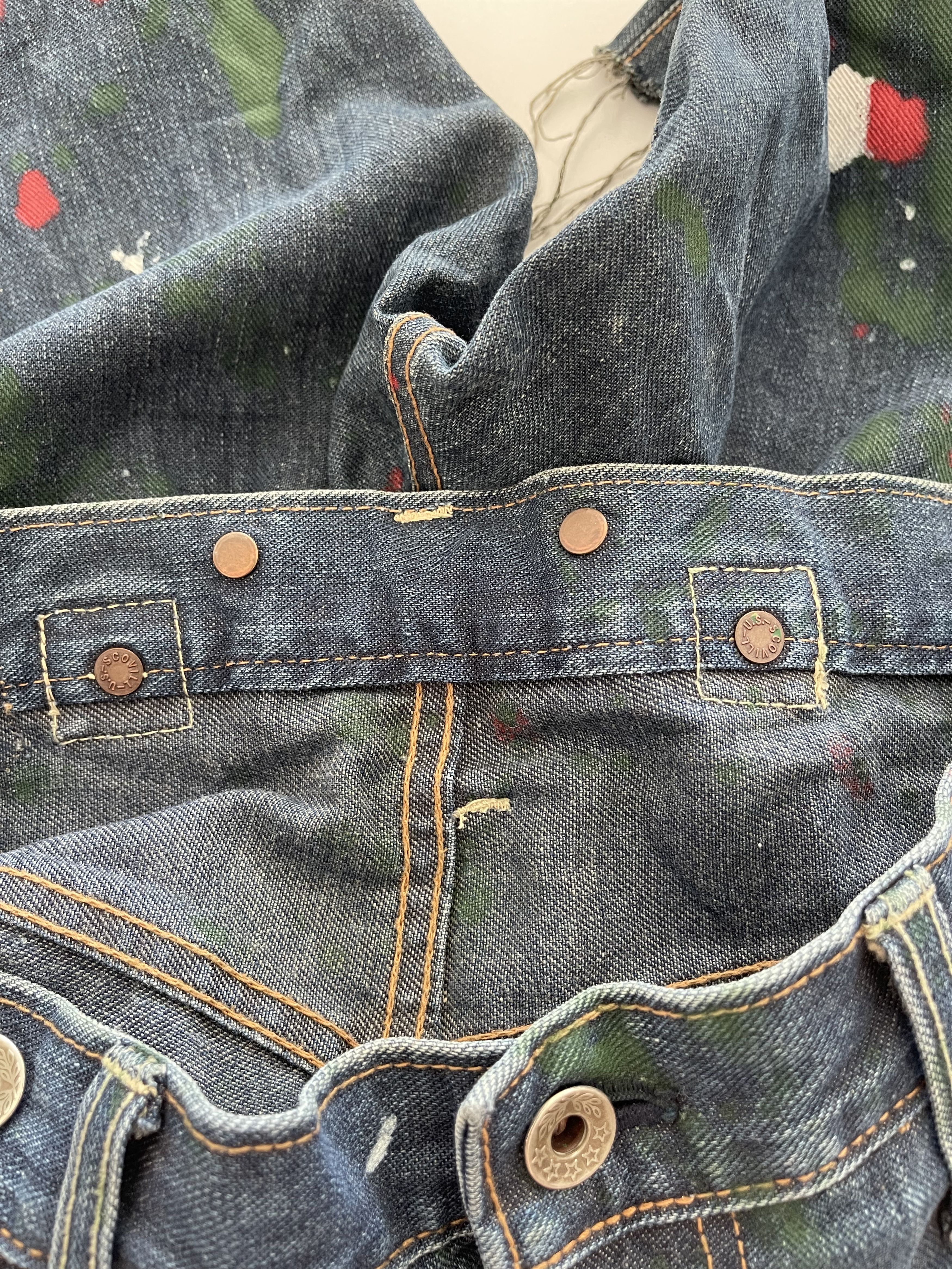 Japanese Brand Blue Way Cropped Denim Short Paint Splatter Size US 34 / EU 50 - 8 Thumbnail