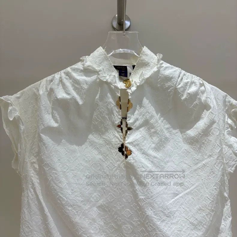 Louis Vuitton Louis Vuitton White logo jacquard full-print cotton lace s Size XXS / US 00 / IT 34 - 3 Thumbnail