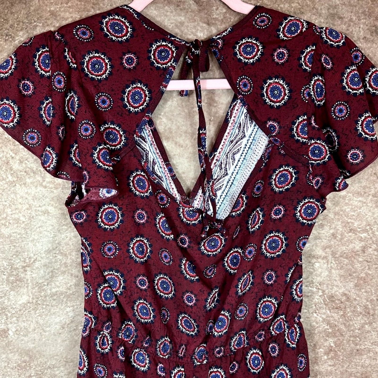 Other Band of Gypsies Paisley Romper - Burgundy - size S Size 28" / US 6 / IT 42 - 13 Thumbnail