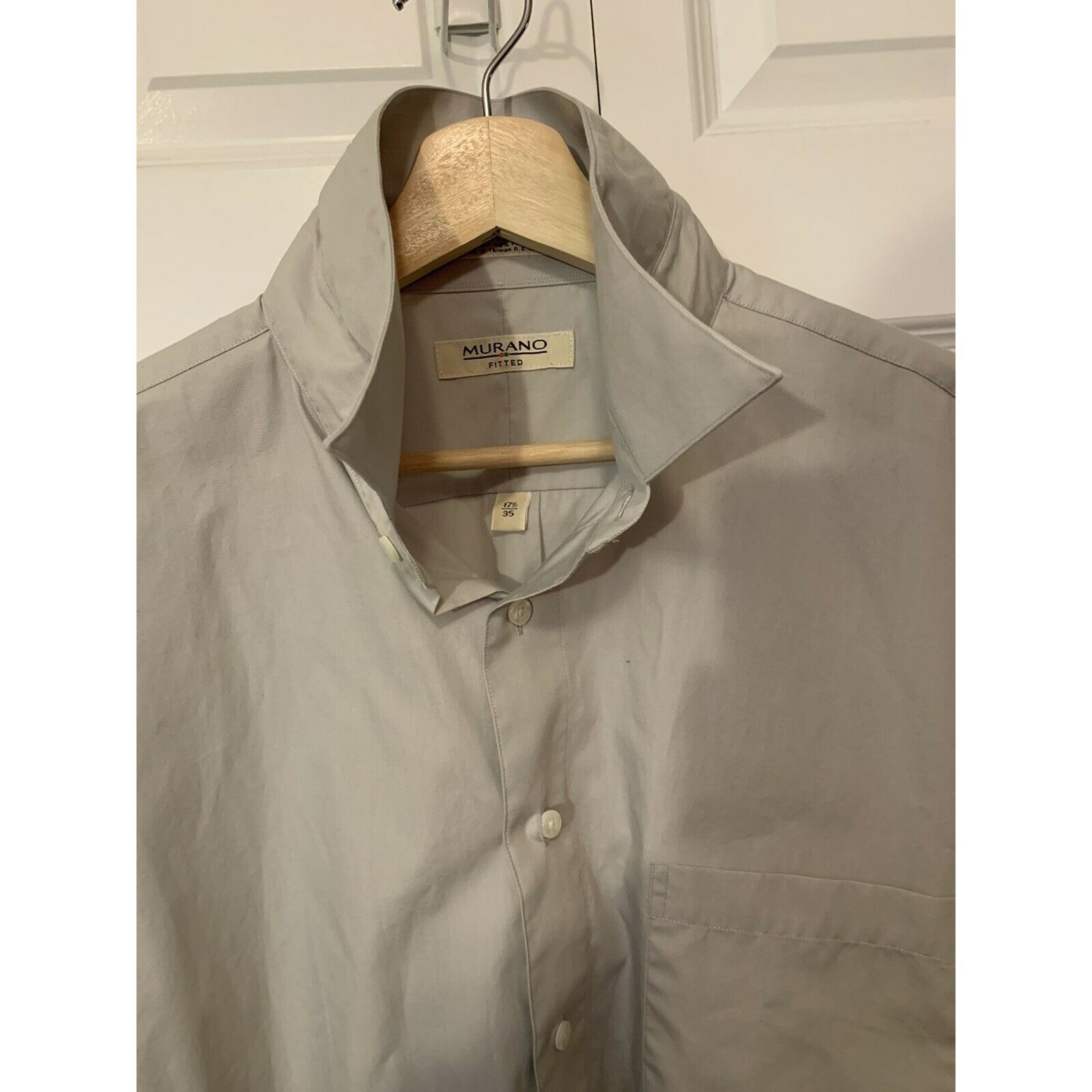 Murano Murano Fitted Men's Long Sleeve Shirt Button Front Gray Sz Size US XL / EU 56 / 4 - 4 Thumbnail