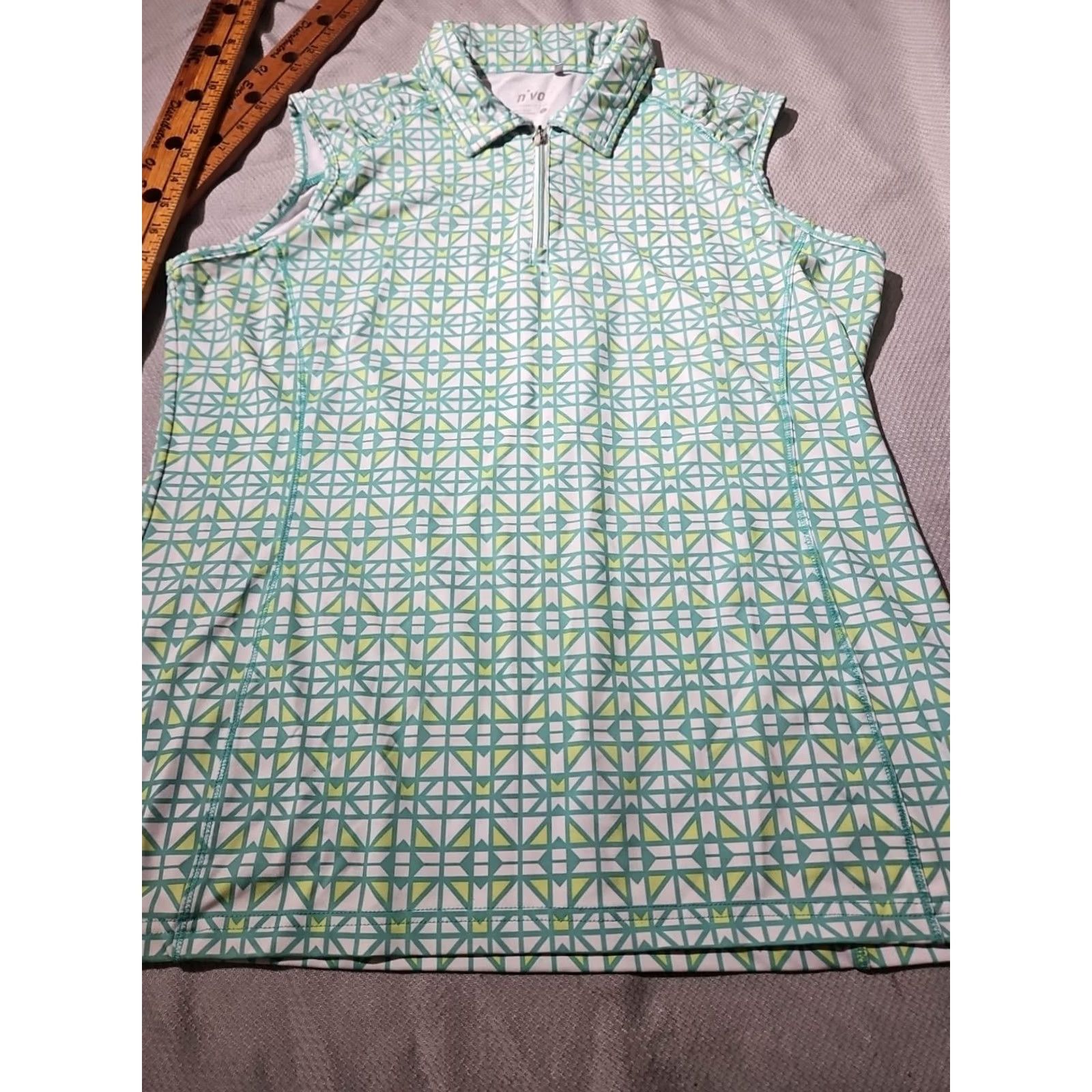 Vintage Nivo Shirt Womens L Golf Polo White Green Zip Collar Athletic Stretch Top Size L / US 10 / IT 46 - 3 Thumbnail
