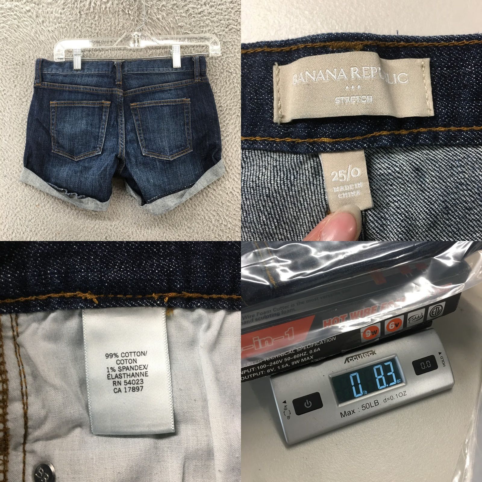 Banana Republic Banana Republic Stretch Cut-Off Shorts Womens 0 Blue Denim Cotton Blend Zip Size 25" / US 0 / IT 36 - 8 Thumbnail