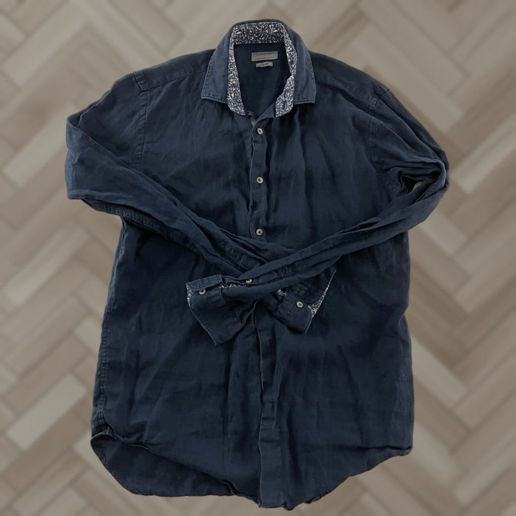 Zara Zara Shirt Men Long Sleeve Button-Up Slim Fit Blue M Size US M / EU 48-50 / 2 - 1 Thumbnail