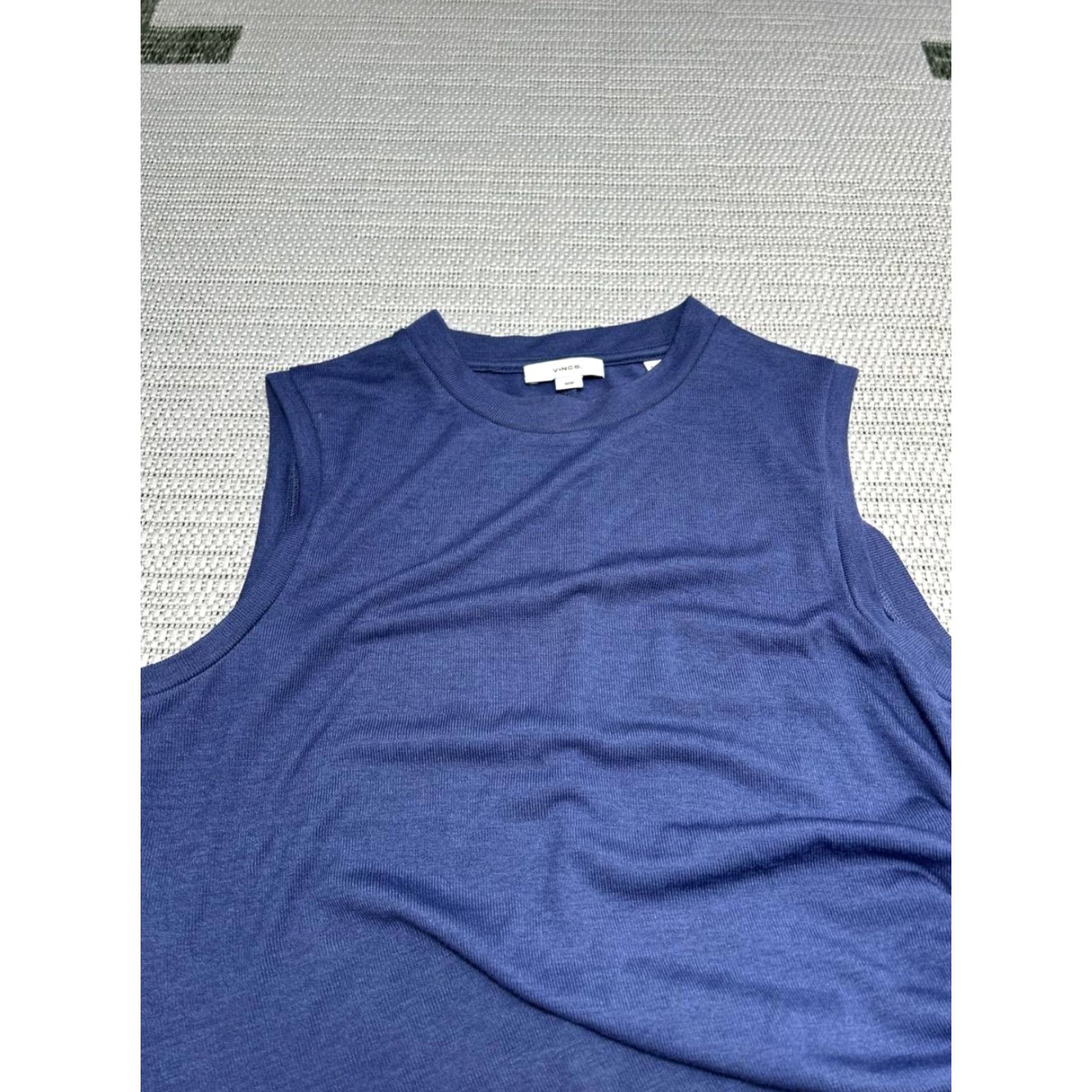 Vince Vince Dress Womens Medium Blue Bodycon Midi Wrap Sleeveless Crew Neck Casual Party/Cocktail Stretch 90s? Size M / US 6-8 / IT 42-44 - 2 Thumbnail